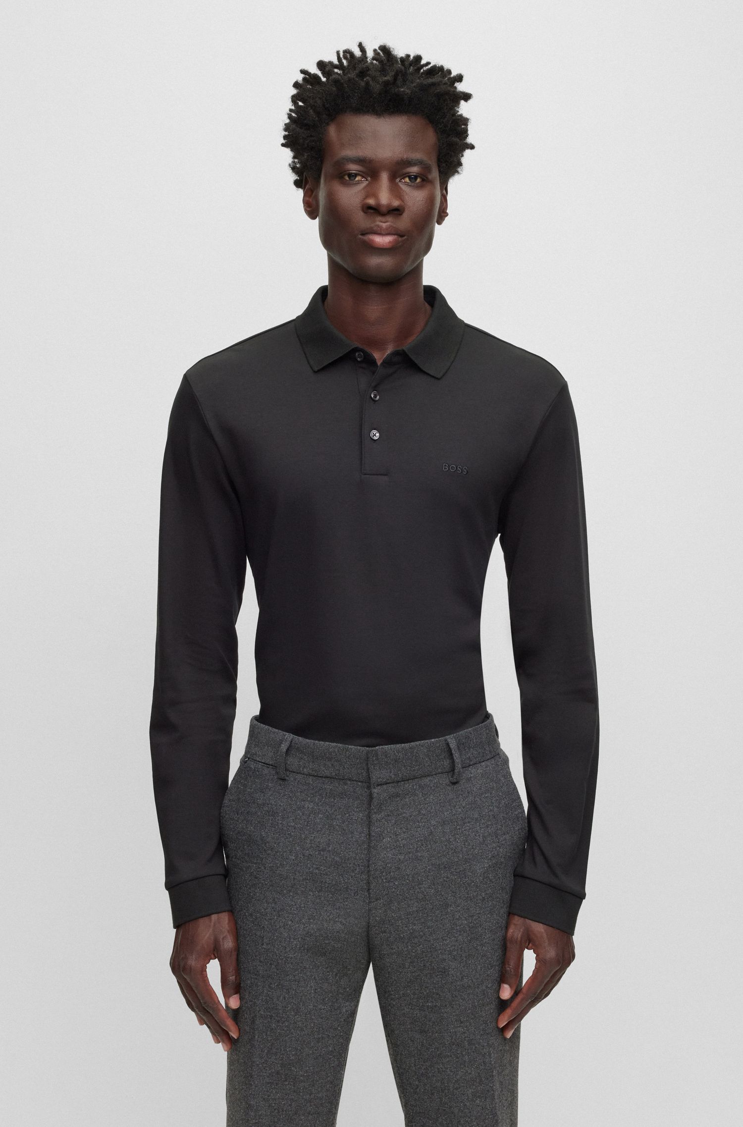 【BOSS博斯】刺绣徽标装饰棉质 Polo 衫