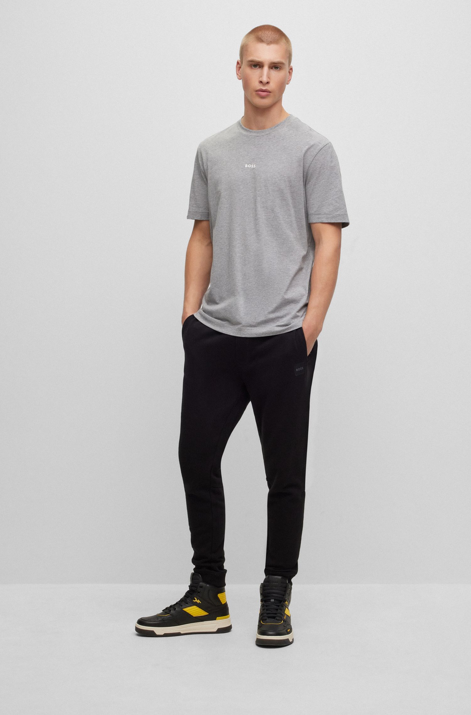 【BOSS博斯】徽标印花弹力棉宽松 T 恤