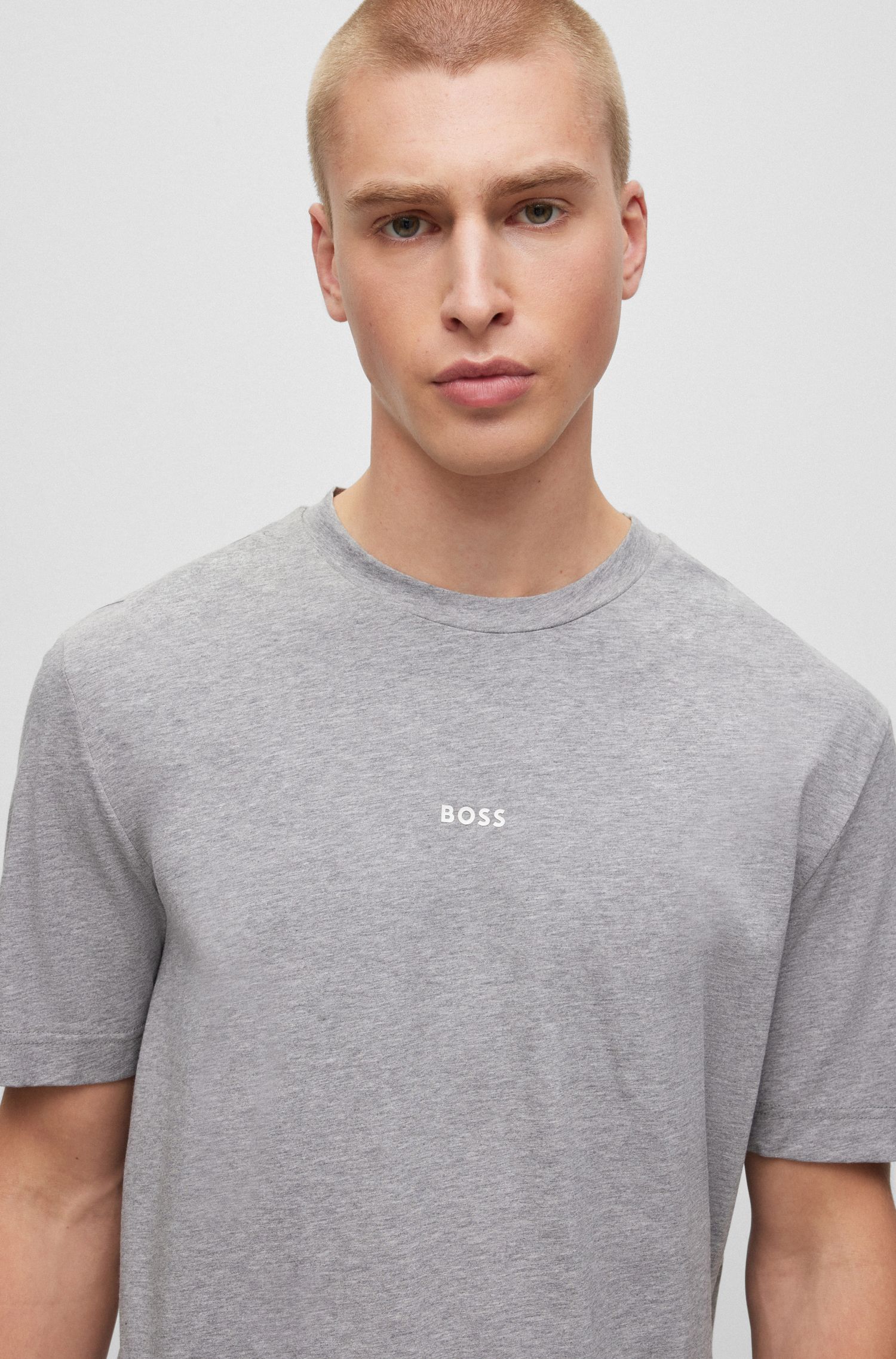 【BOSS博斯】徽标印花弹力棉宽松 T 恤