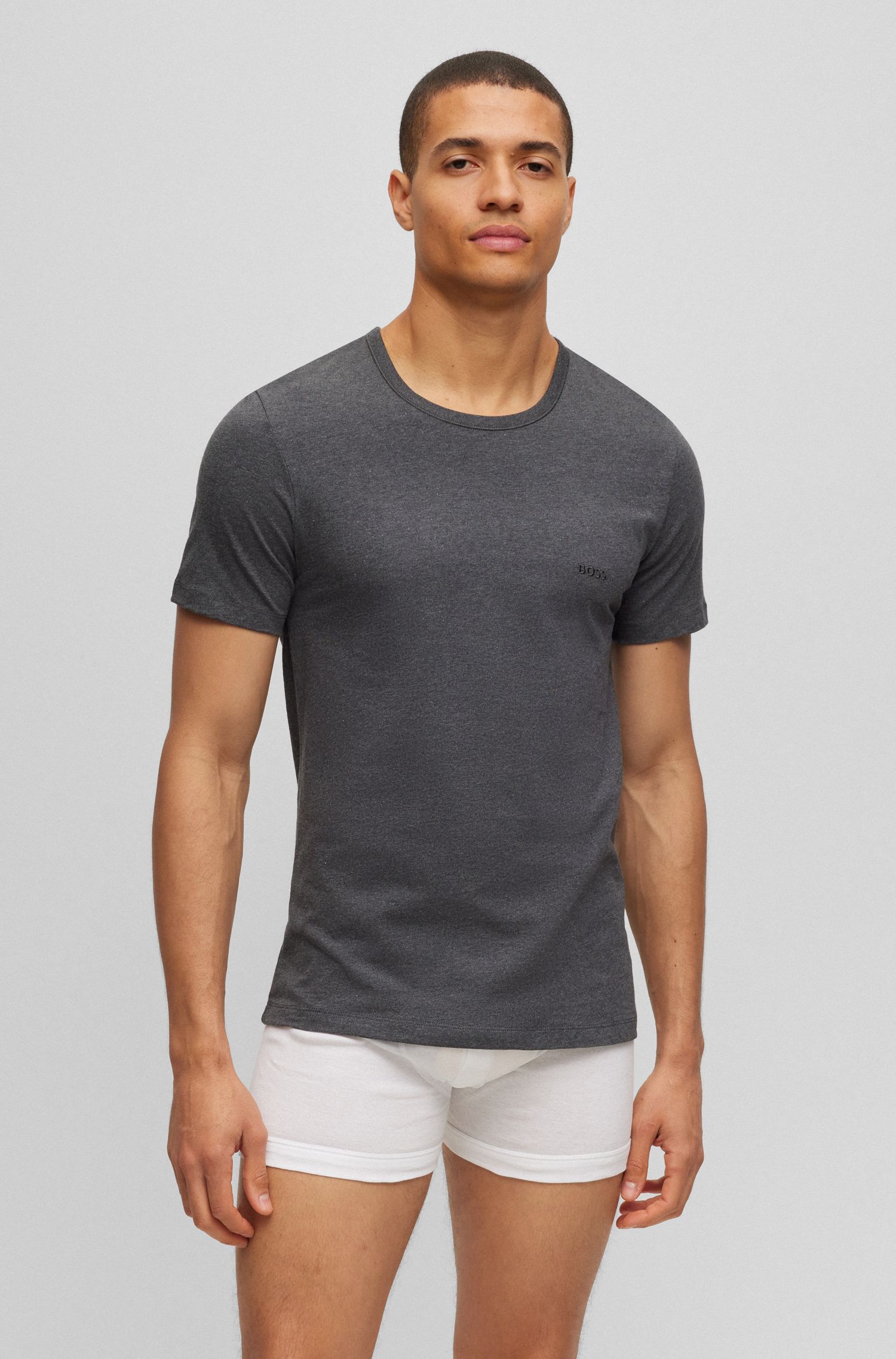 【BOSS博斯】刺绣徽标装饰棉质 T 恤三件装