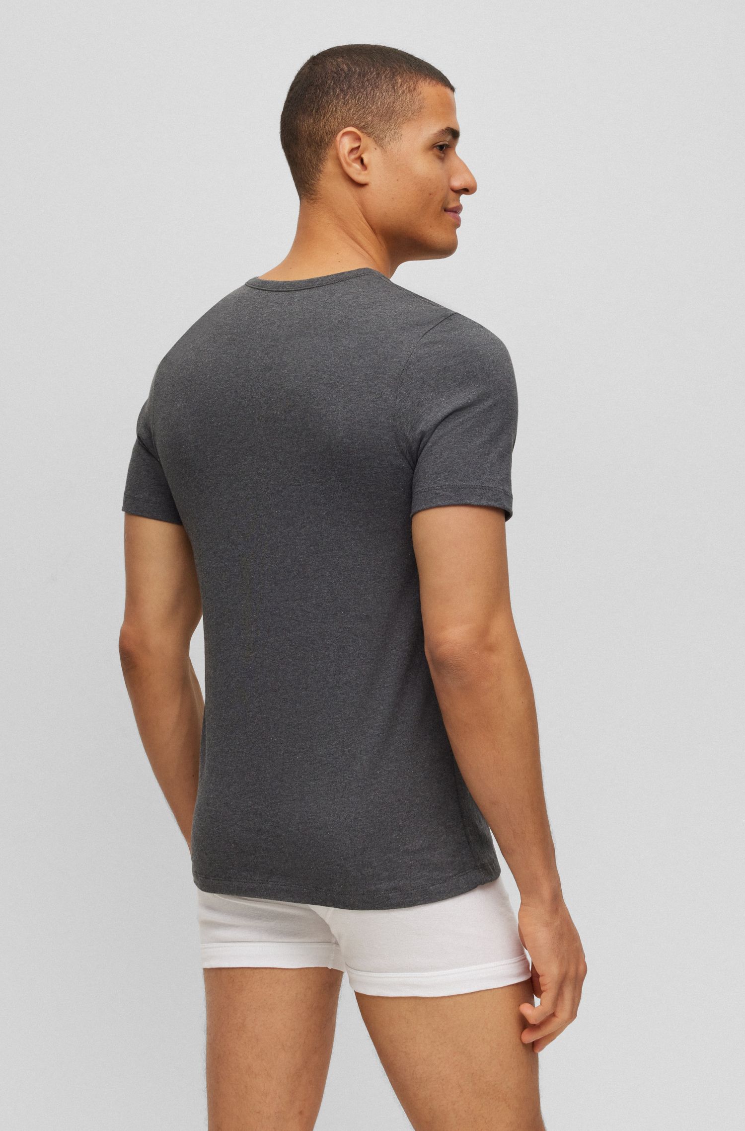 【BOSS博斯】刺绣徽标装饰棉质 T 恤三件装