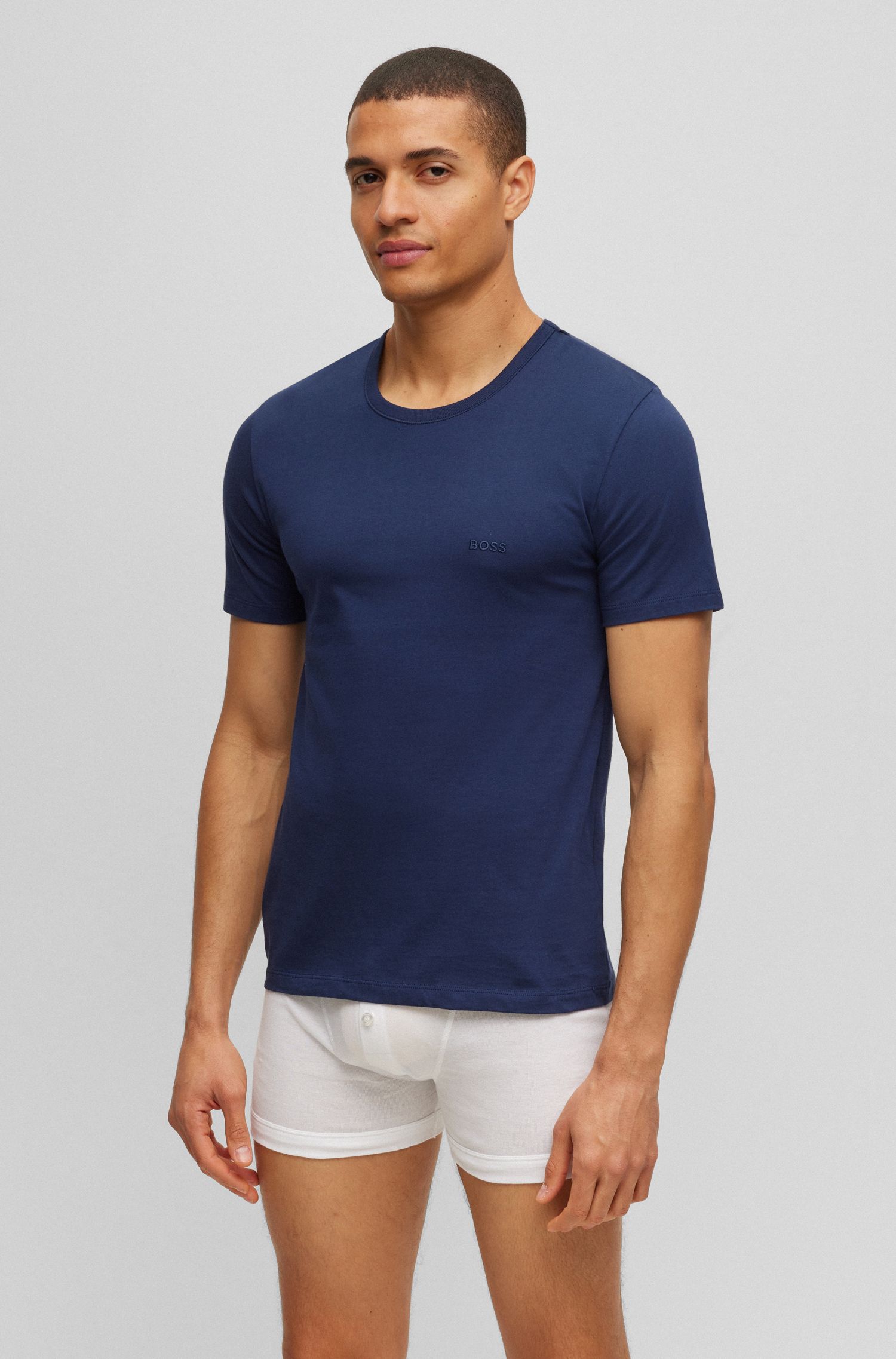 【BOSS博斯】刺绣徽标装饰棉质 T 恤三件装