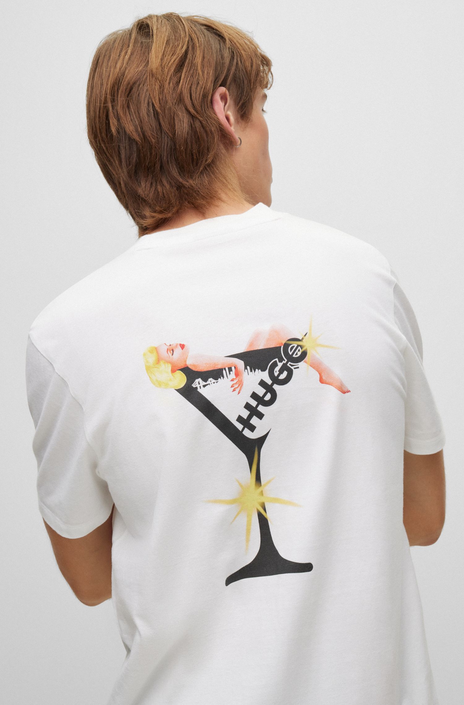 鸡尾酒图案宽松版型棉质平纹针织 T 恤