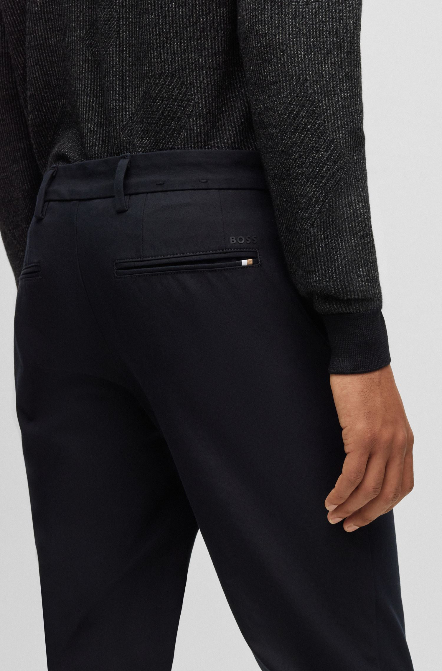 【BOSS博斯】弹力棉质混纺修身长裤