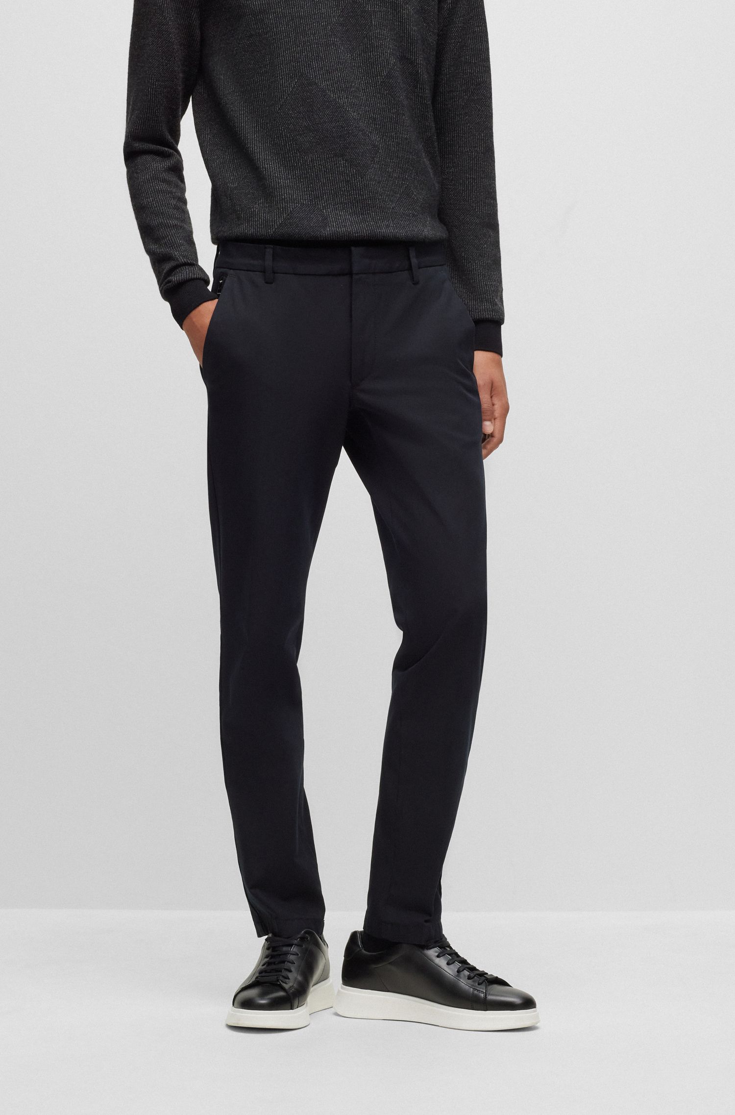 【BOSS博斯】弹力棉质混纺修身长裤