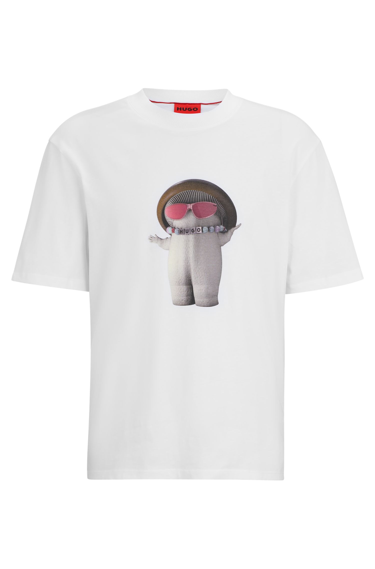 蘑菇印花棉质平纹针织宽松 T 恤