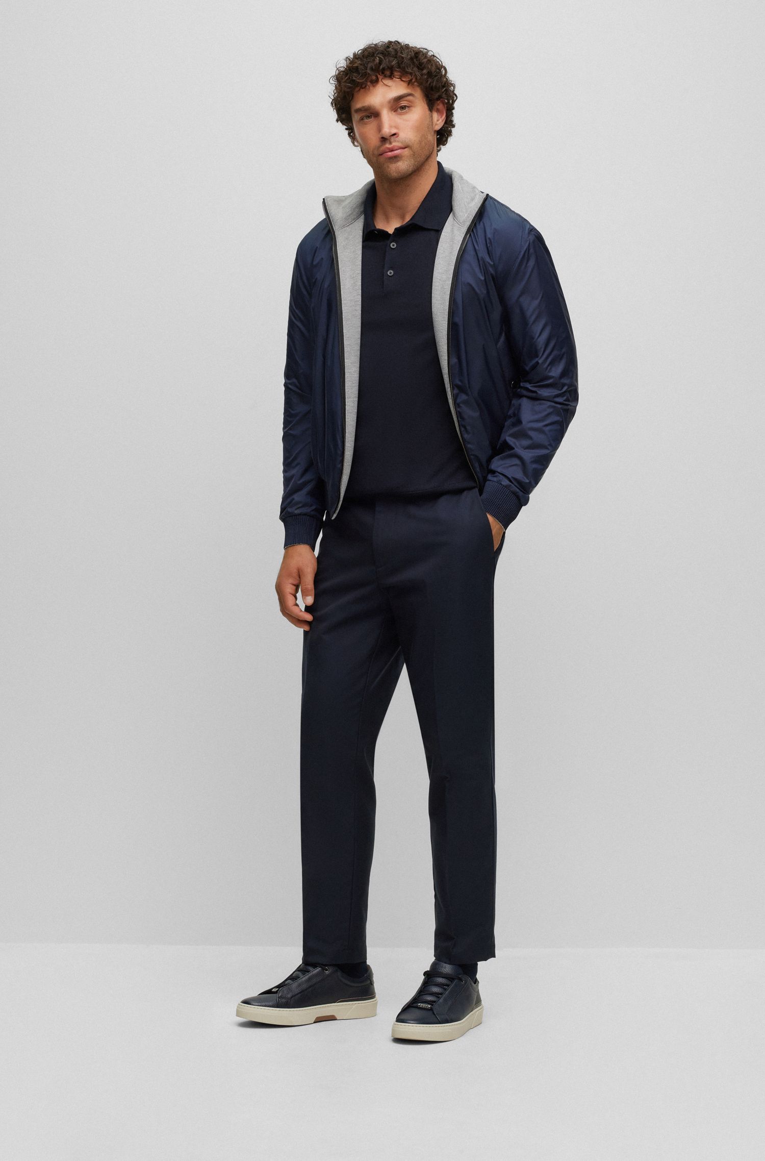 【BOSS博斯】饰面正反两穿束腰式夹克