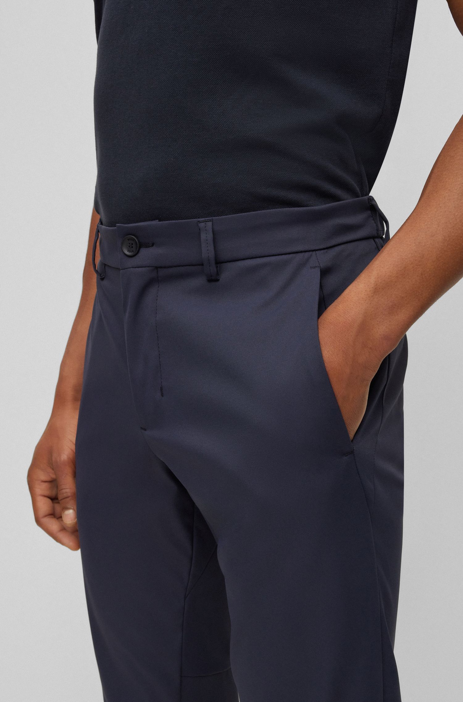 【BOSS博斯】隐藏式抽绳锥形裤腿常规版型休闲裤