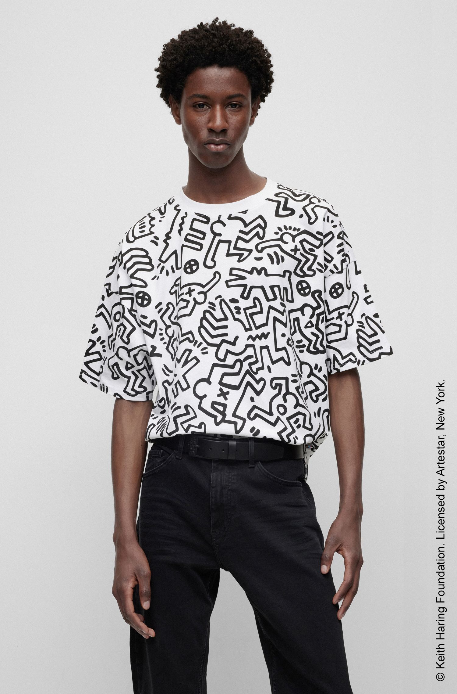 BOSS x Keith Haring 棉质平纹针织图案 T 恤