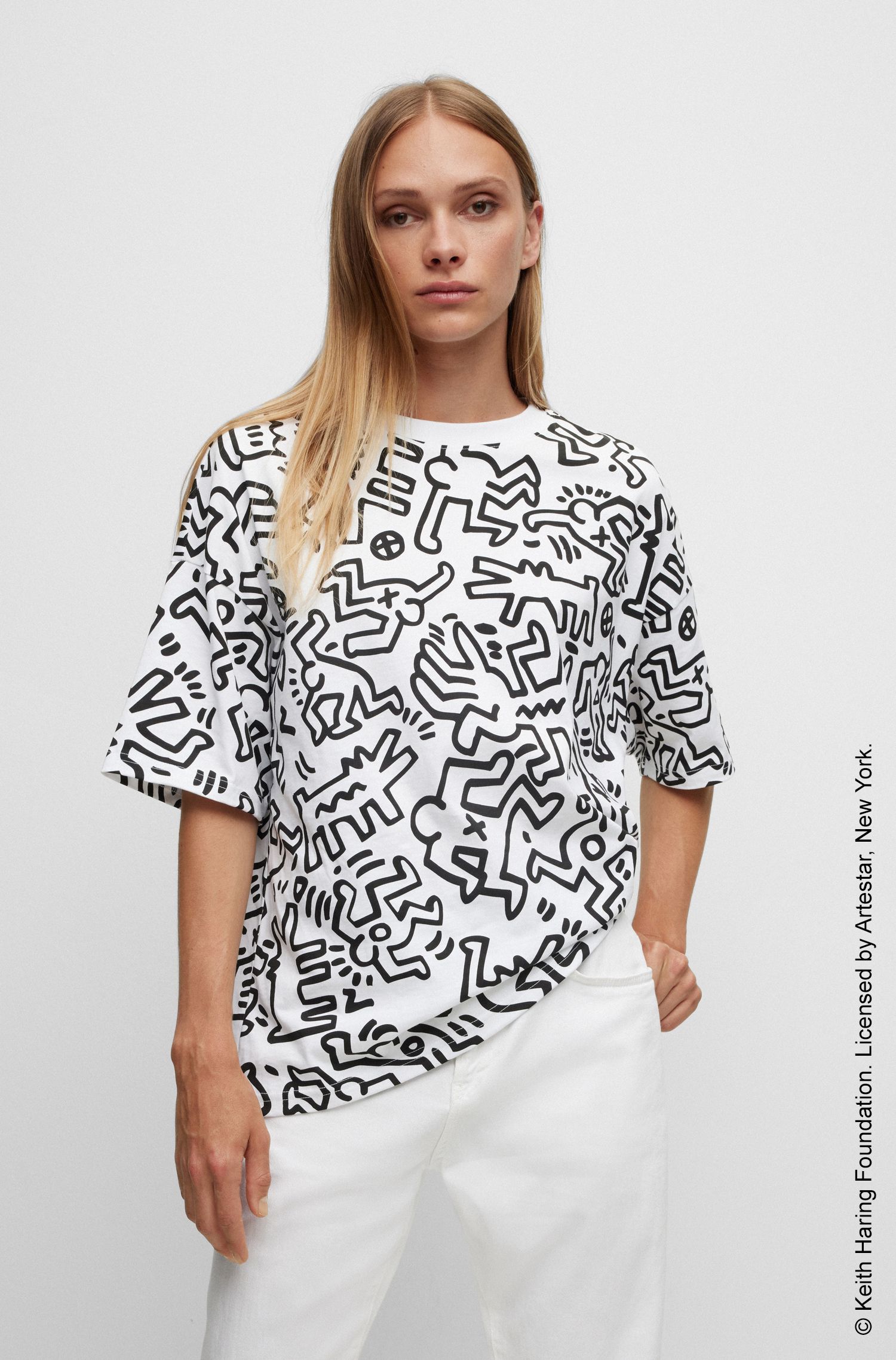 BOSS x Keith Haring 棉质平纹针织图案 T 恤