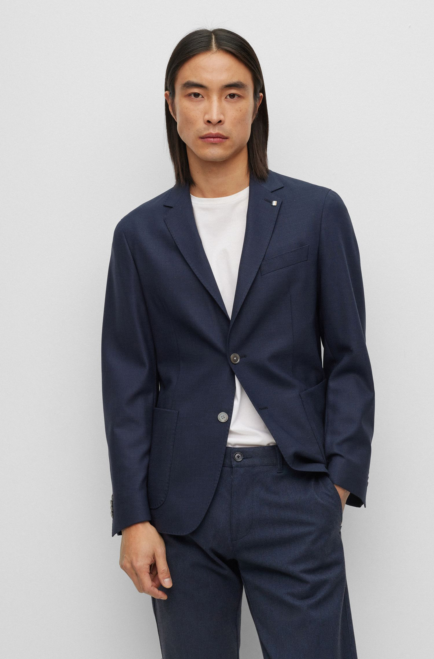 【BOSS博斯】弹力羊毛修身夹克