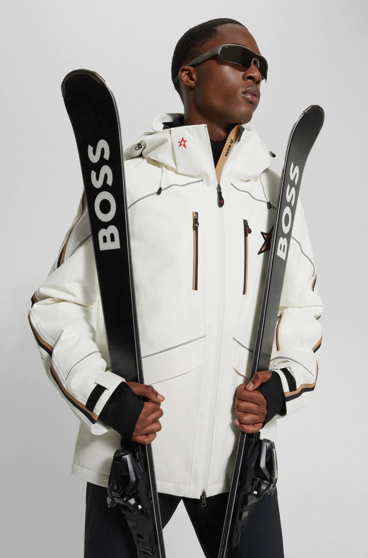 BOSS x Perfect Moment 品牌标识连帽羽绒滑雪夹克