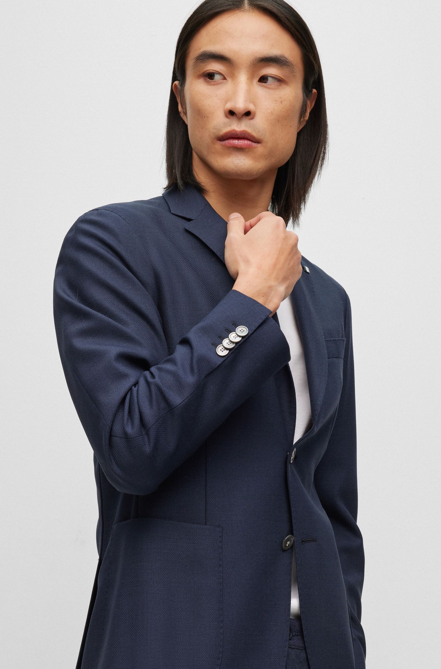 弹力羊毛修身夹克