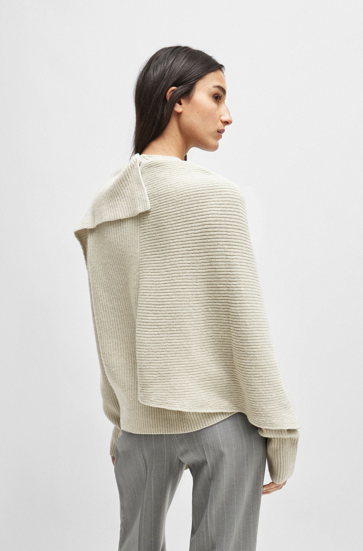 NAOMI x BOSS 羊毛与羊绒混纺裥褶细节毛衣