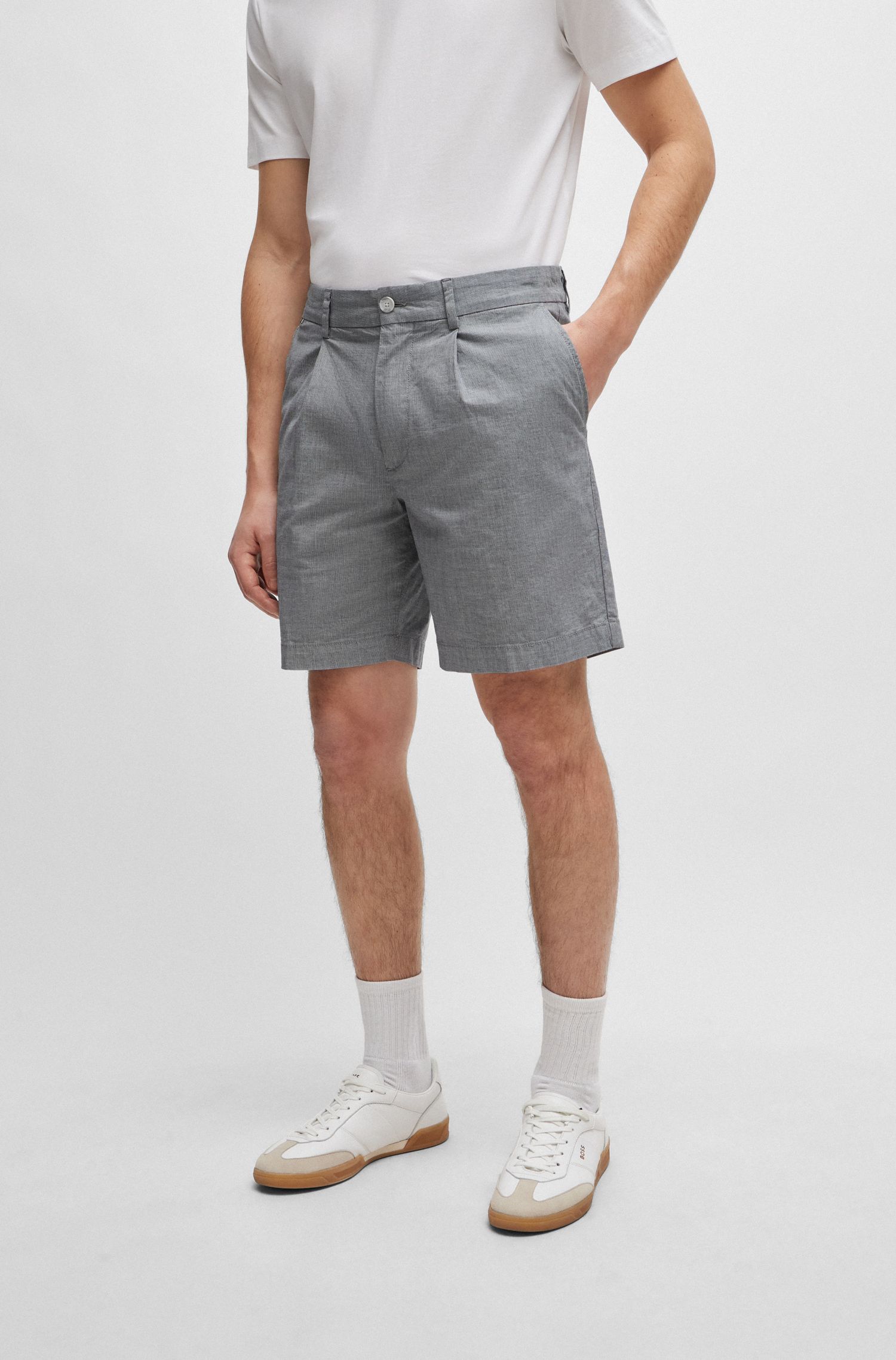 弹力棉质府绸常规版型短裤
