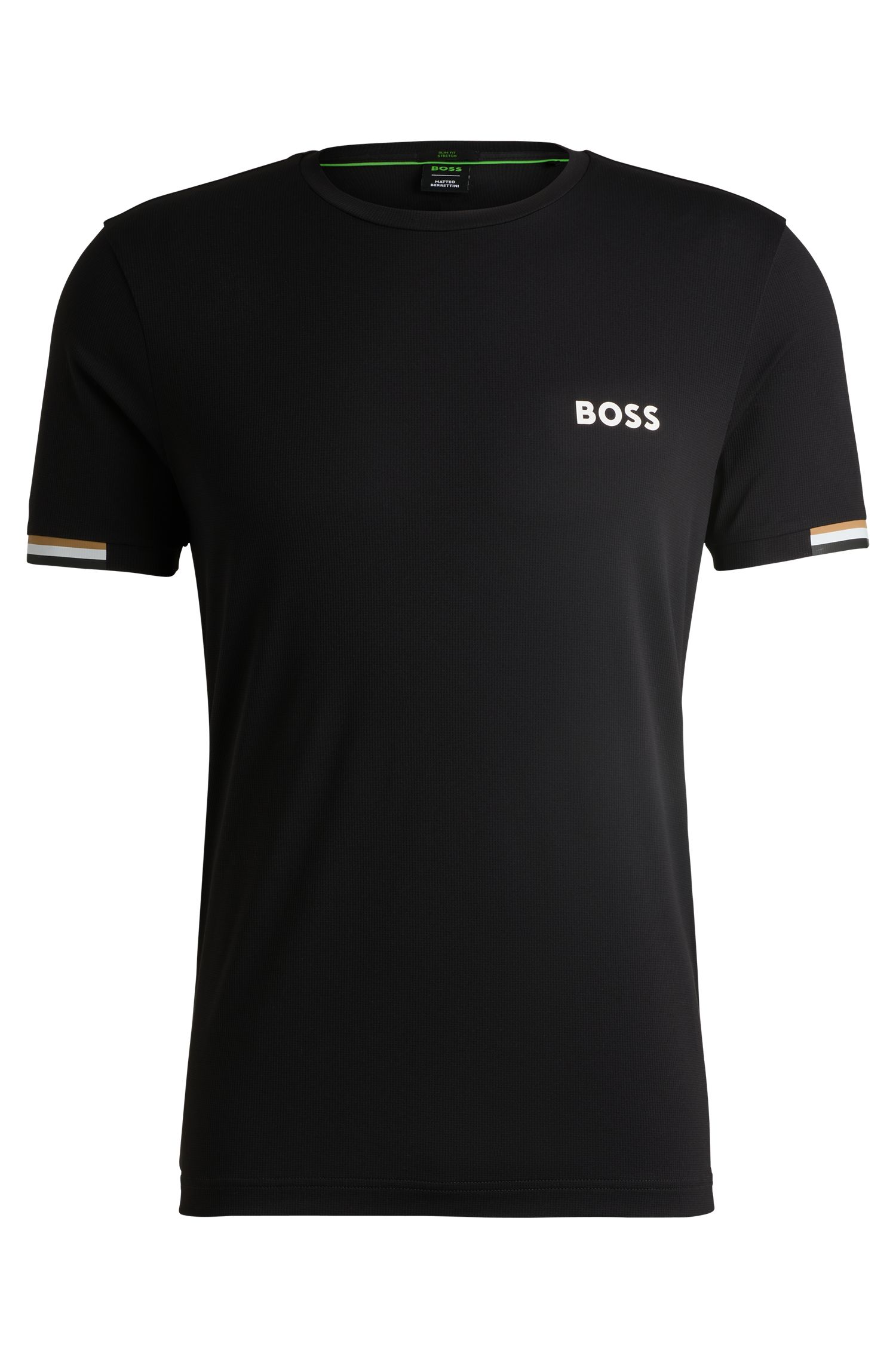 BOSS x Matteo Berrettini 经典条纹艺术图案华夫格面料 T 恤