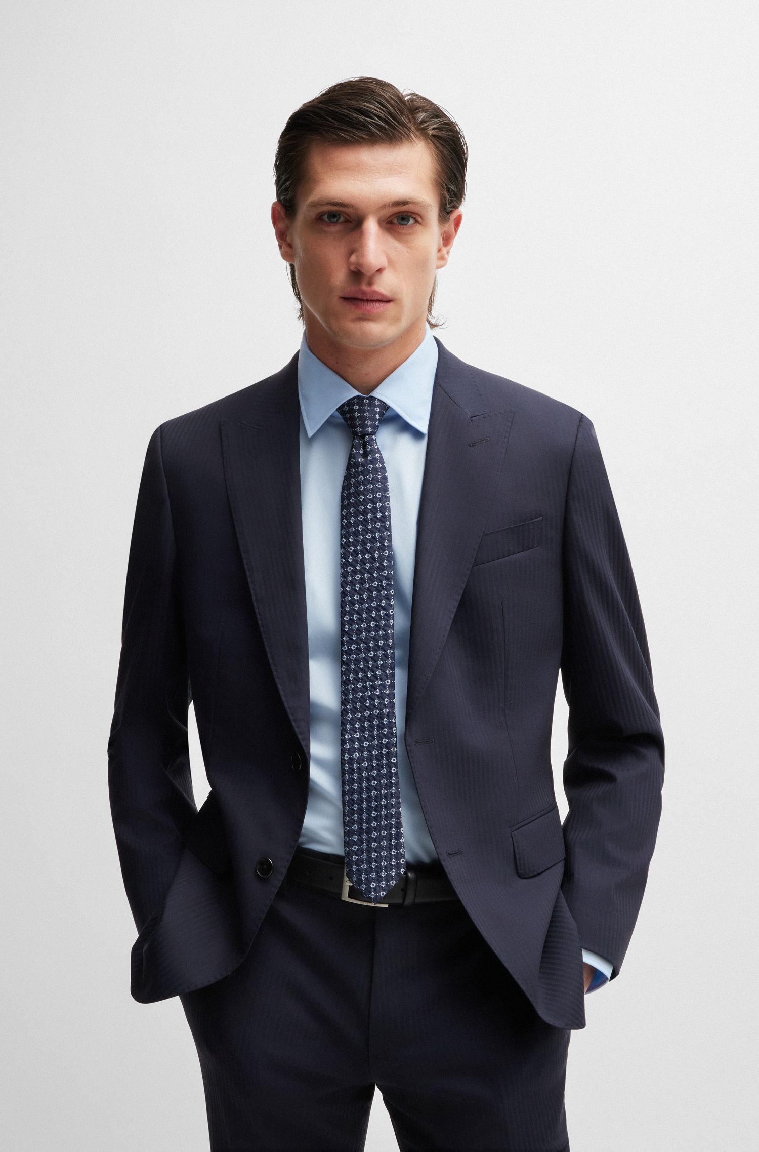 【BOSS博斯】提花编织图案混纺面料领带