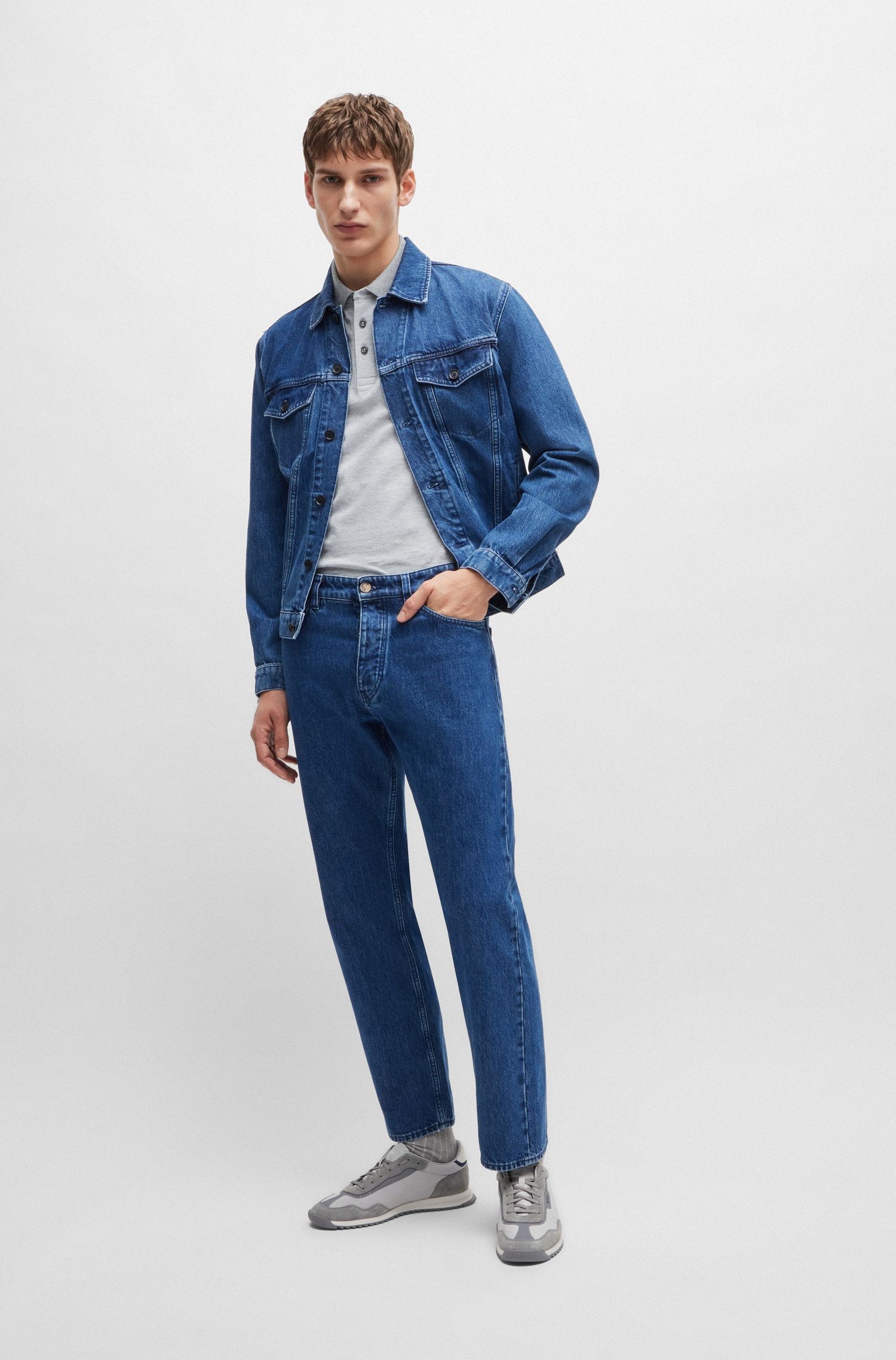 【BOSS博斯】徽标细节装饰牛津棉质珠地布 Polo 衫