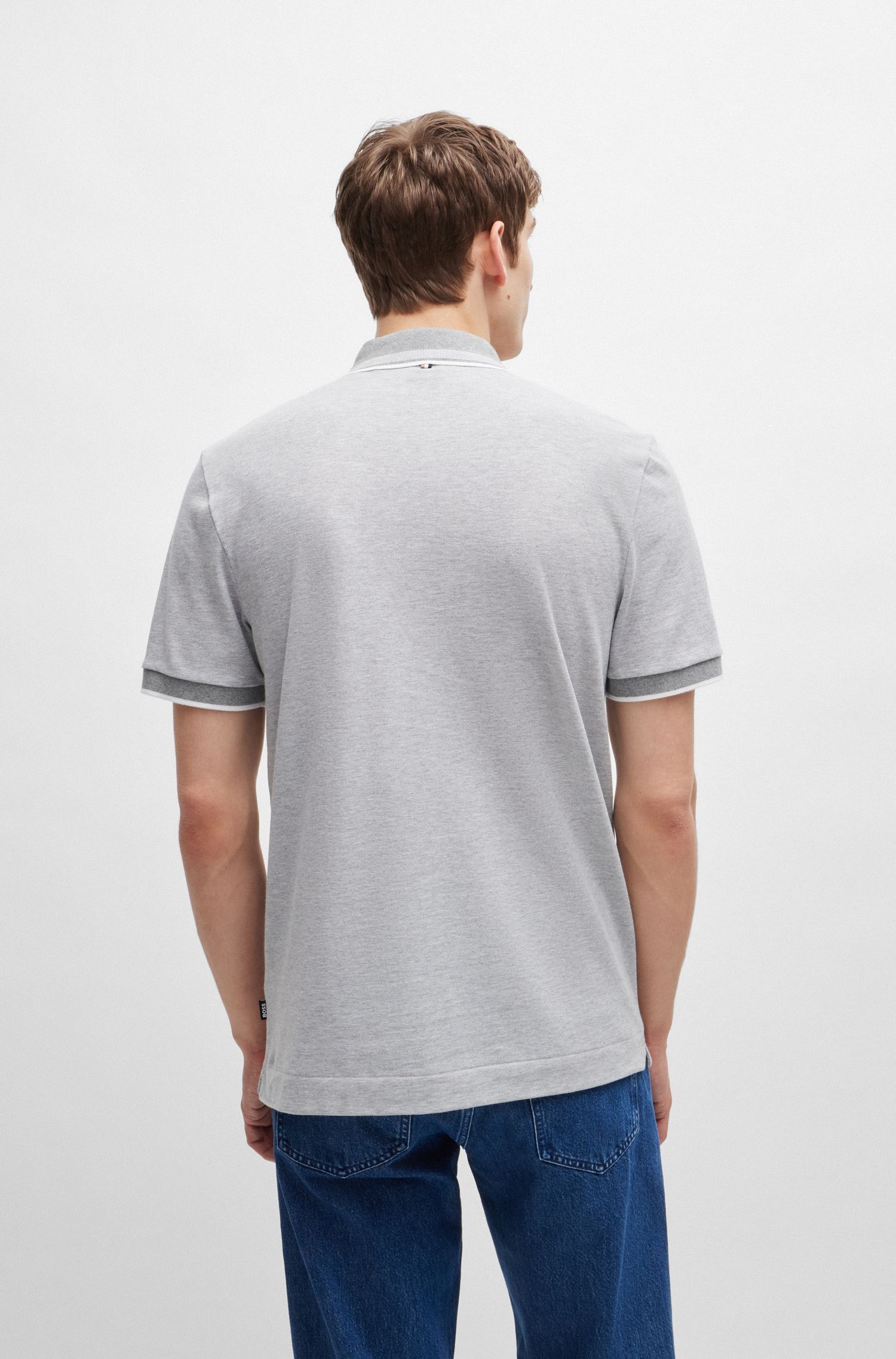 【BOSS博斯】徽标细节装饰牛津棉质珠地布 Polo 衫