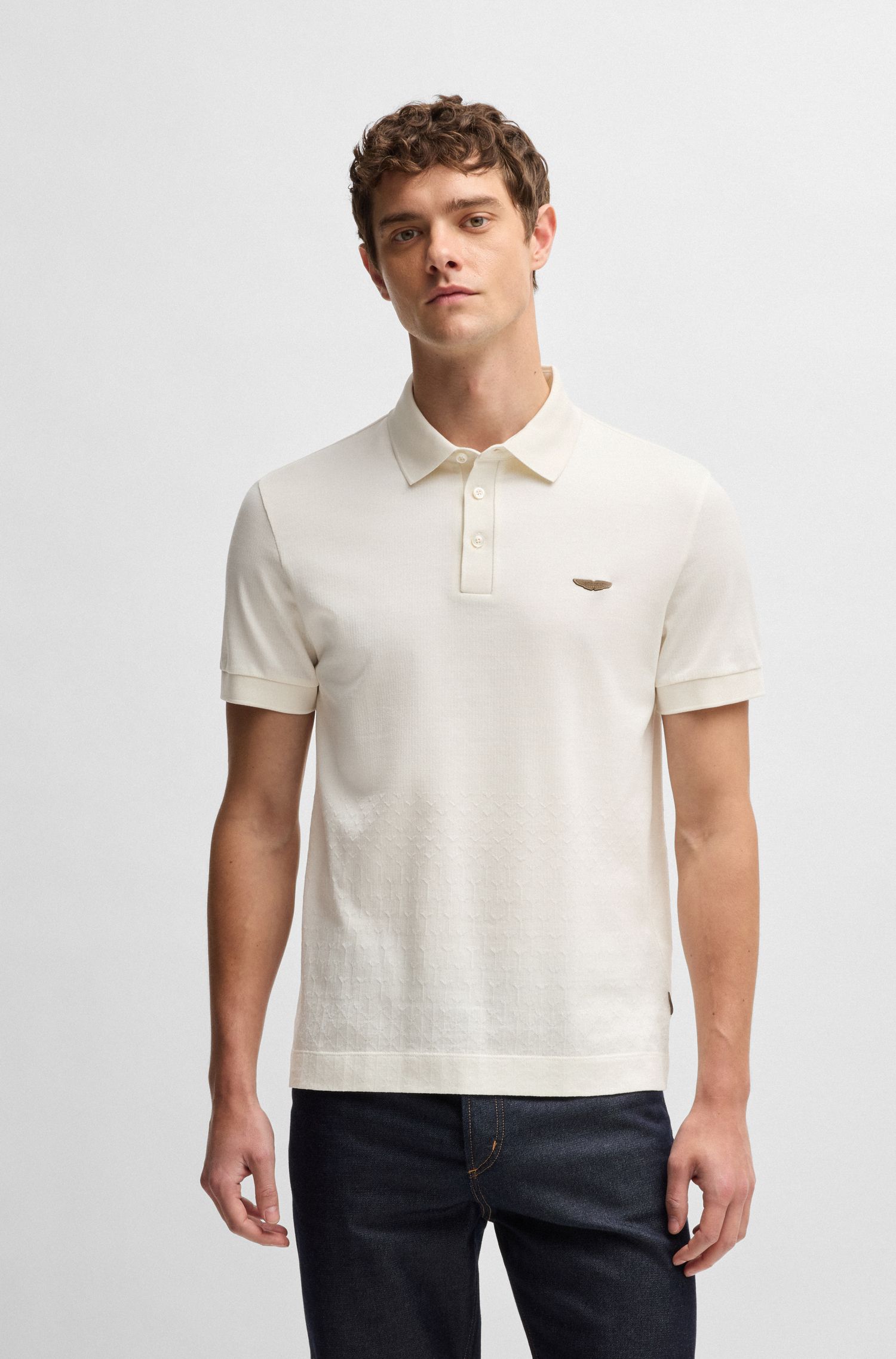 BOSS x ASTON MARTIN 真丝棉质渐变色提花 Polo 衫