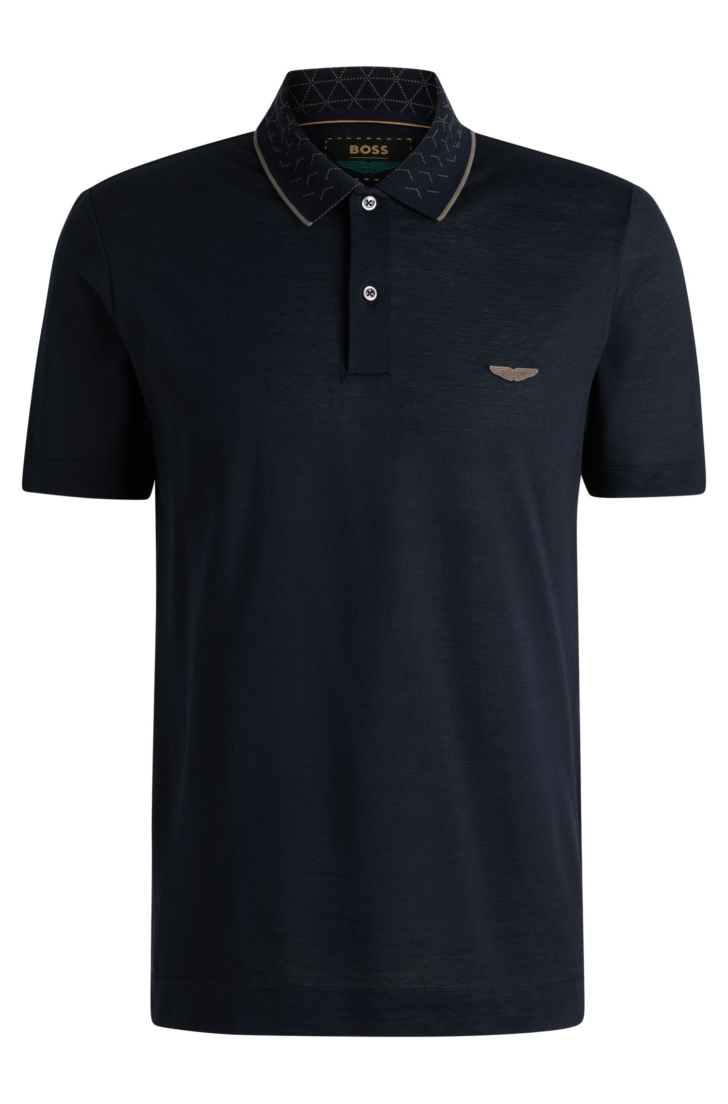 BOSS x ASTON MARTIN 棉、亚麻和丝绸材质的 Polo 衫