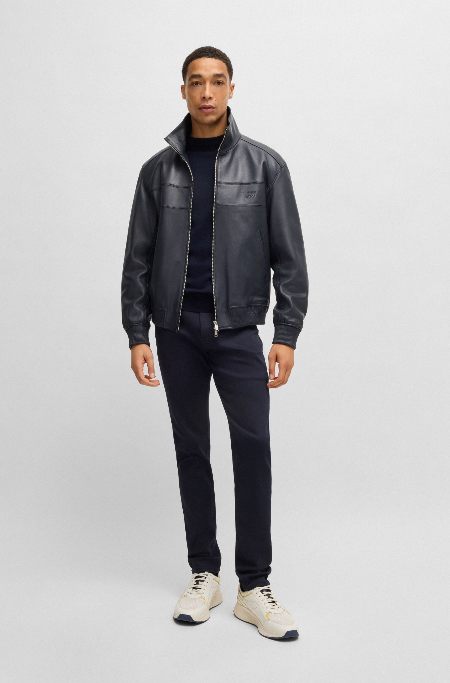 Porsche x BOSS 凸纹外底孔眼皮革运动鞋