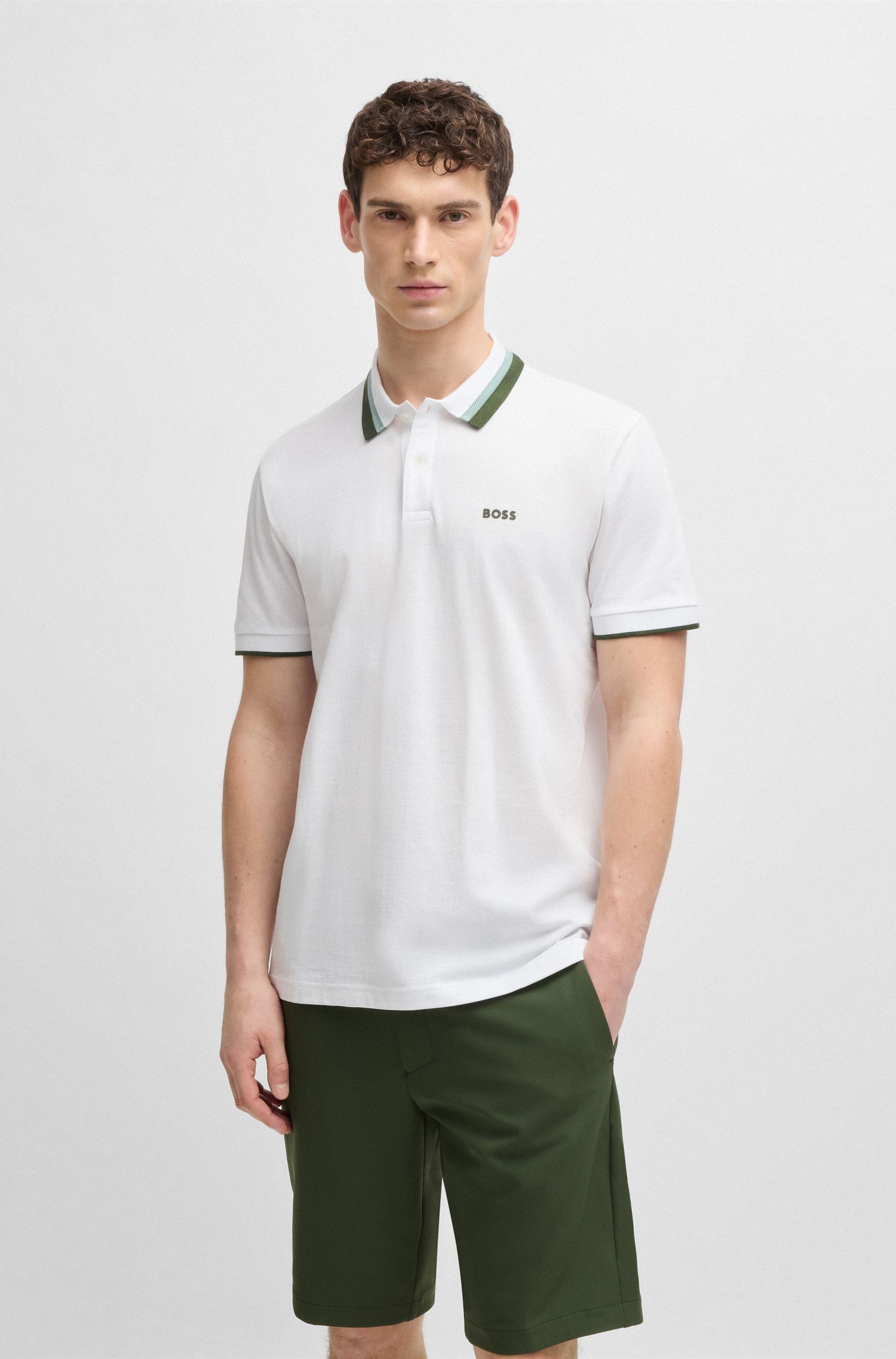 Paddy 撞色条纹运动风 Polo 衫