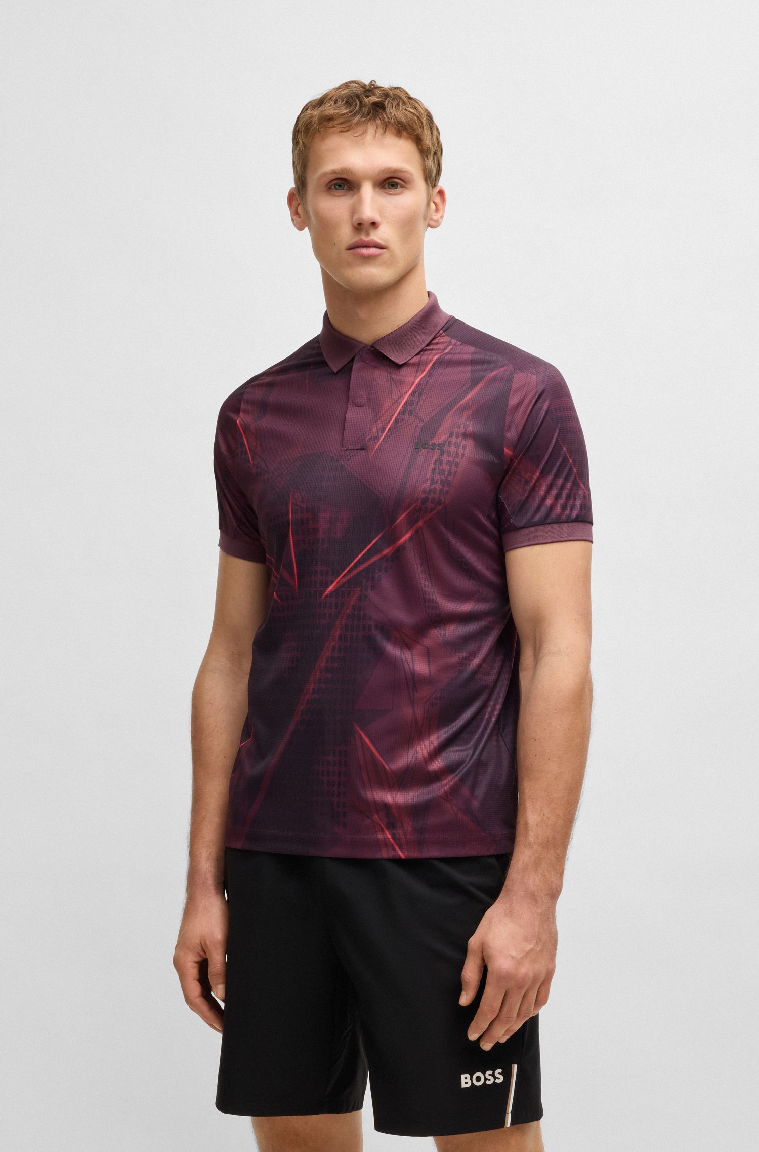 Active Paddy 带 UV 防护图案印花 Polo 衫