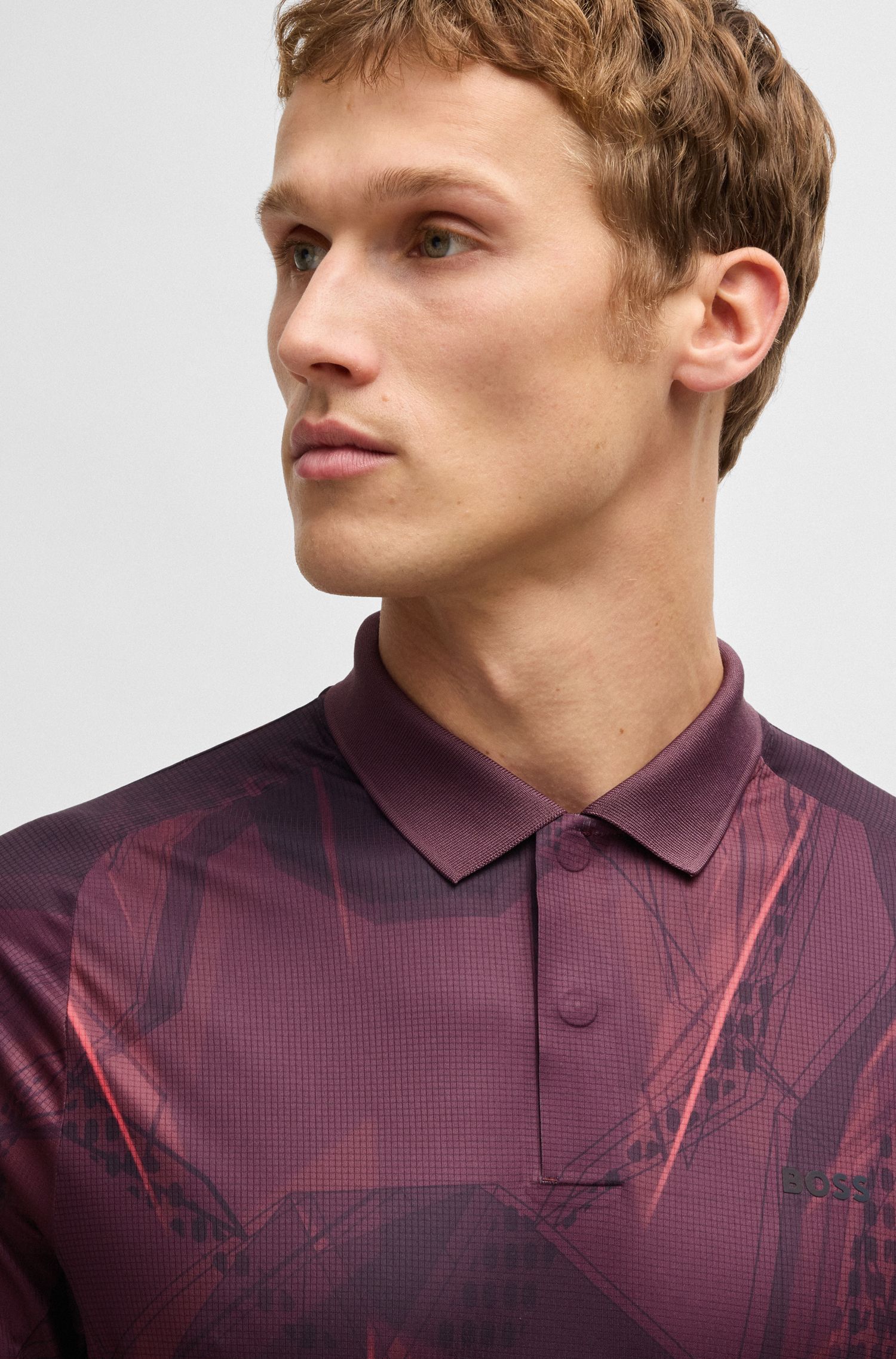 Active Paddy 带 UV 防护图案印花 Polo 衫