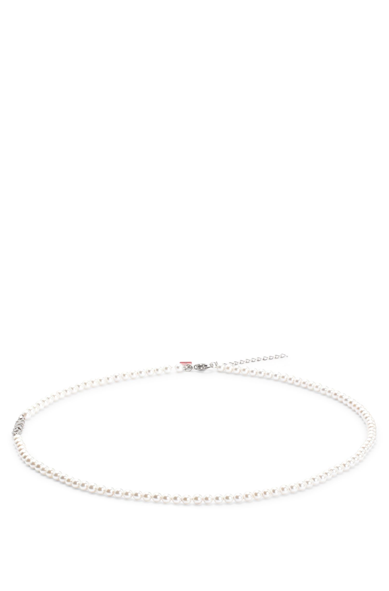 【HUGO雨果】珍珠项链配以徽标铭牌配件