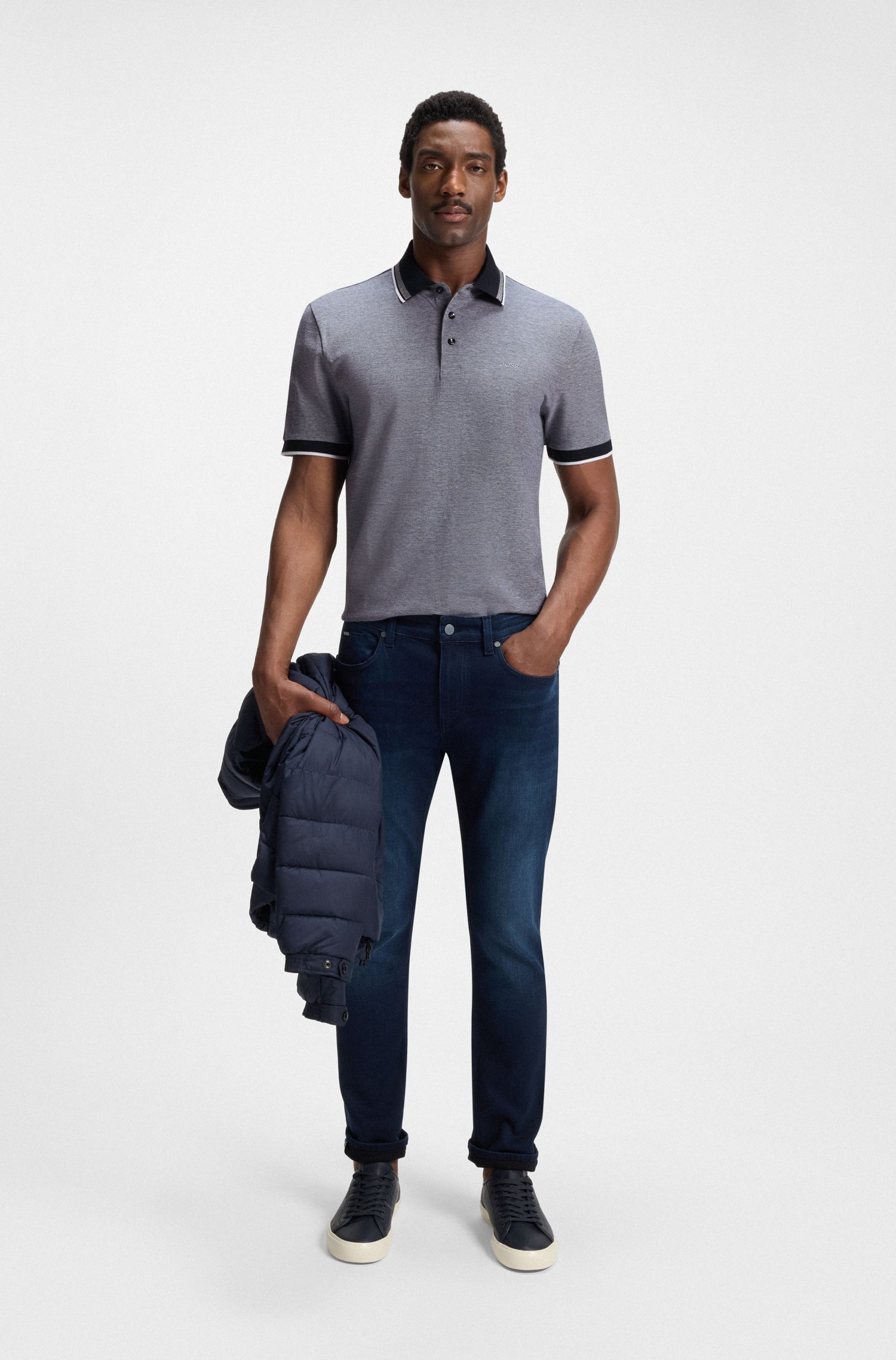 【BOSS博斯】徽标细节装饰牛津棉质珠地布 Polo 衫