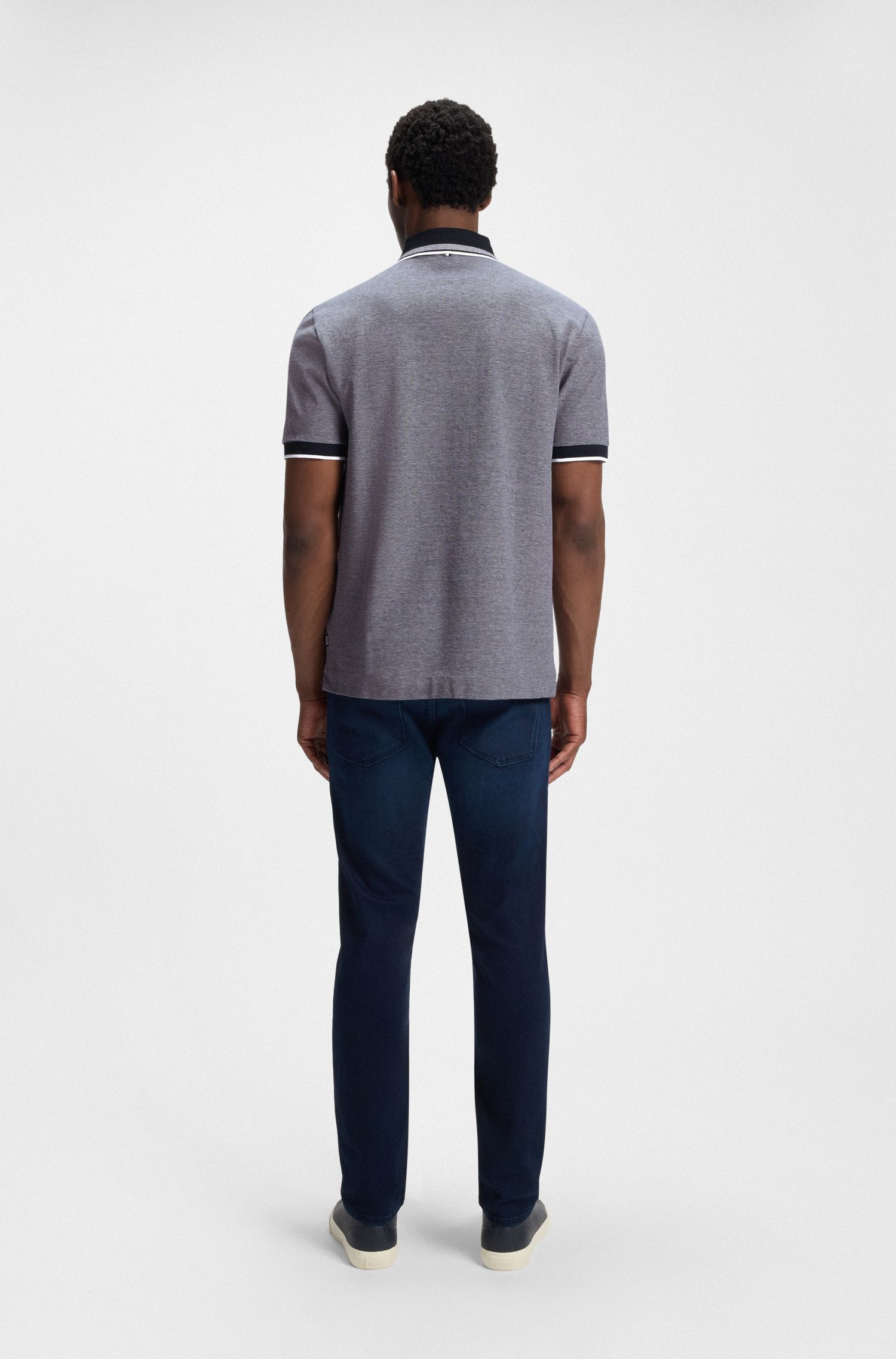 【BOSS博斯】徽标细节装饰牛津棉质珠地布 Polo 衫