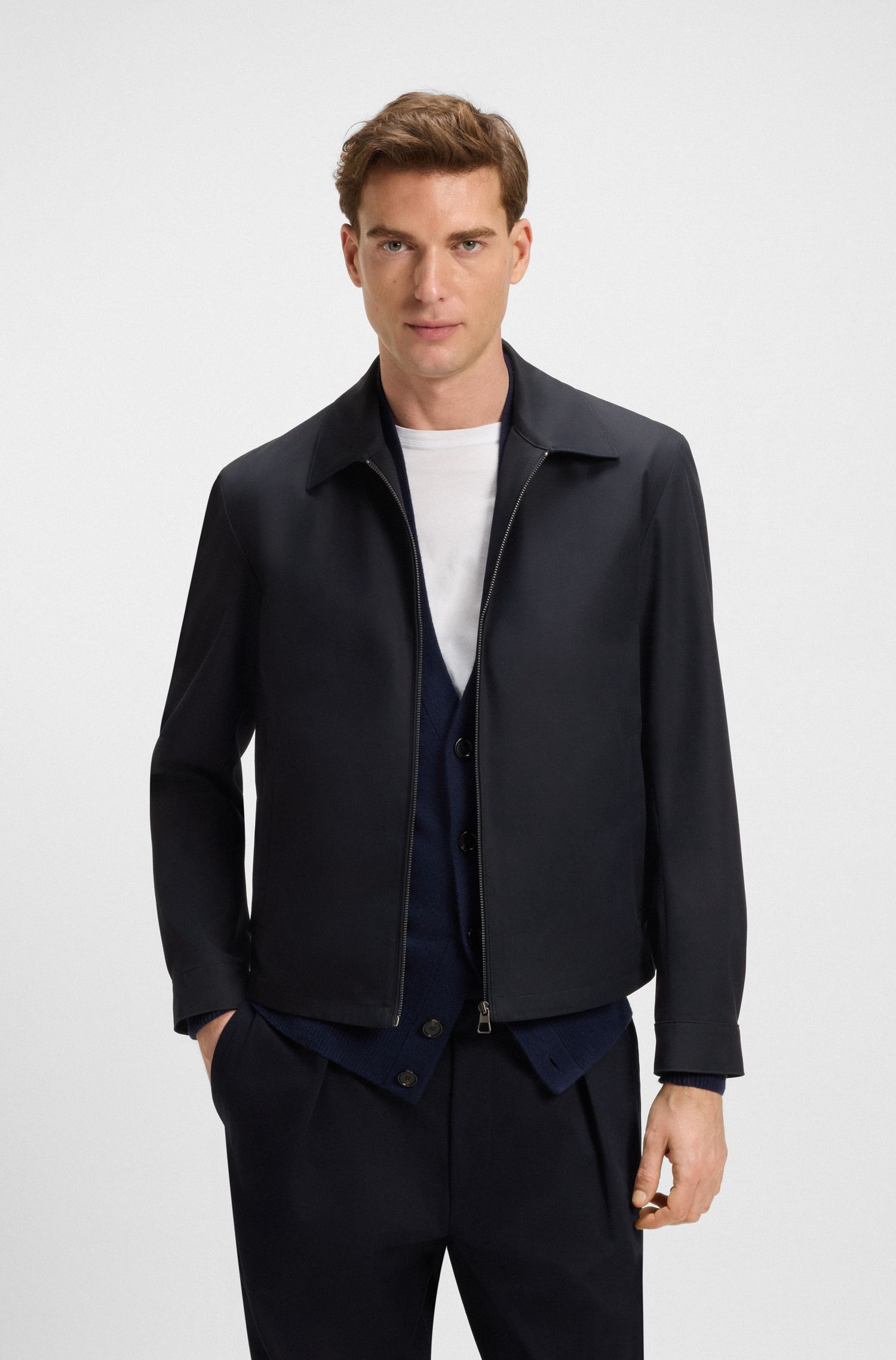 BECKHAM x BOSS 棉质混纺拉链开合夹克
