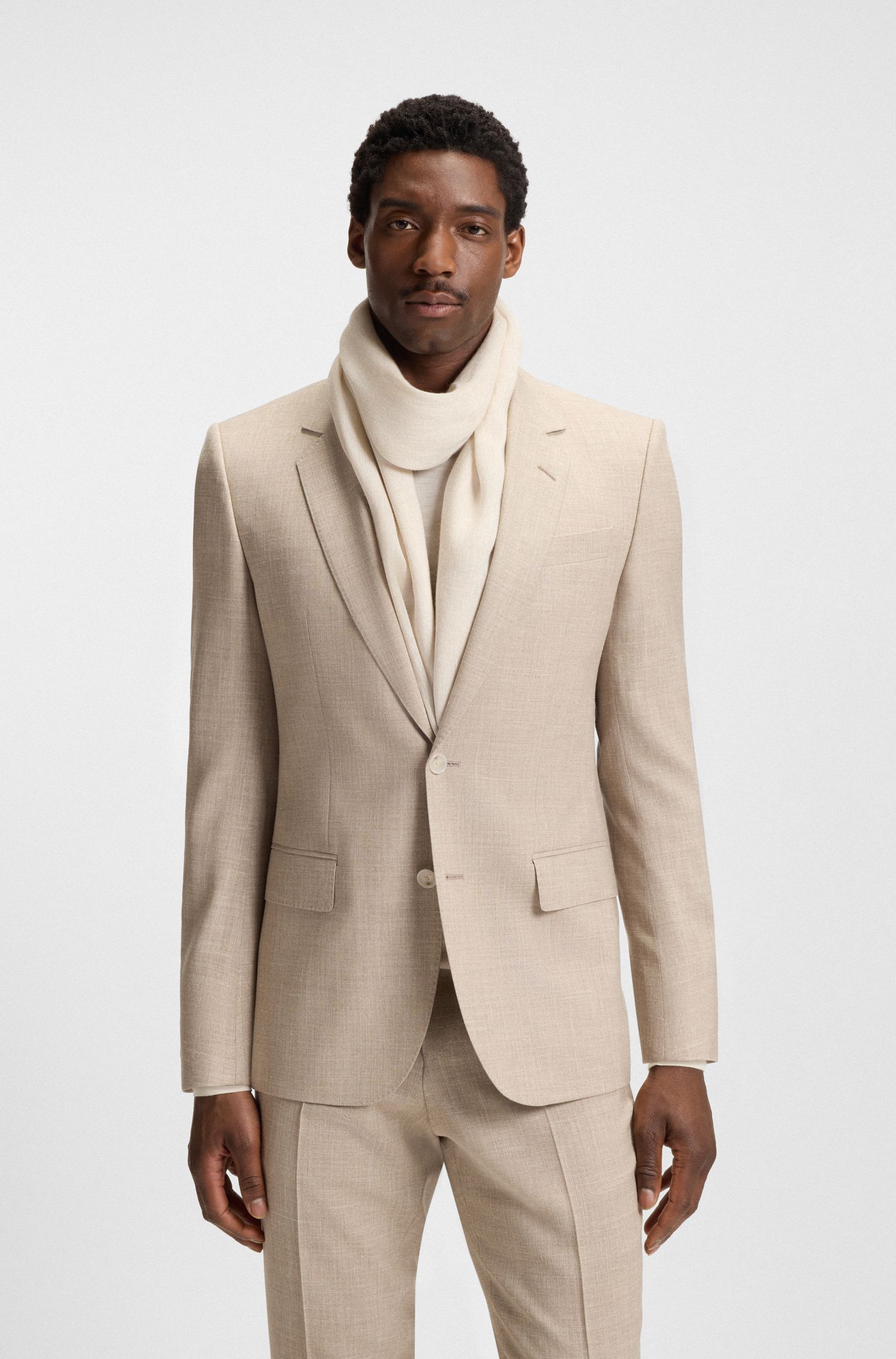 BECKHAM x BOSS 轻盈双色亚麻围巾