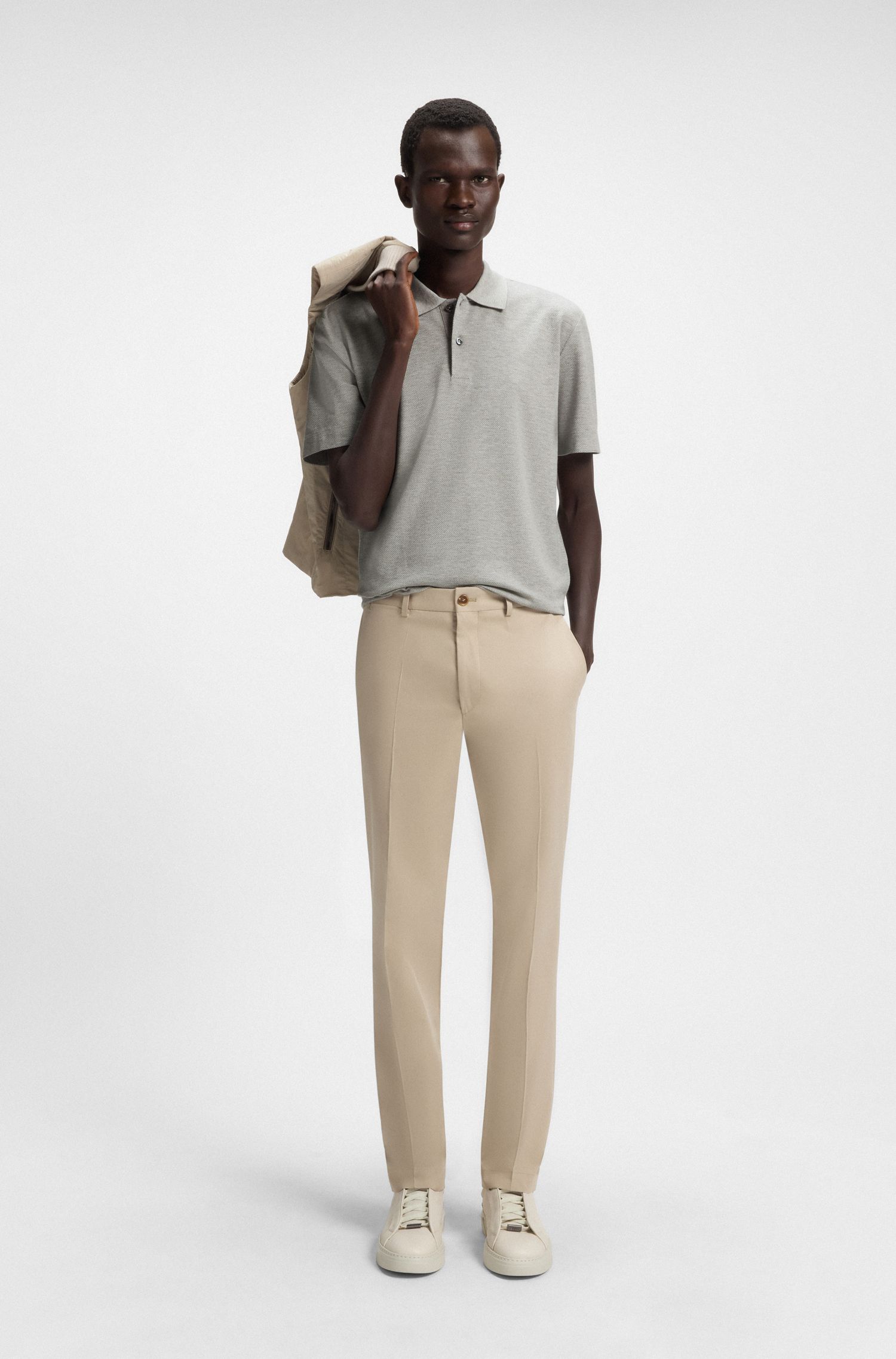 【BOSS博斯】棉和真丝混纺常规版型 Polo 衫