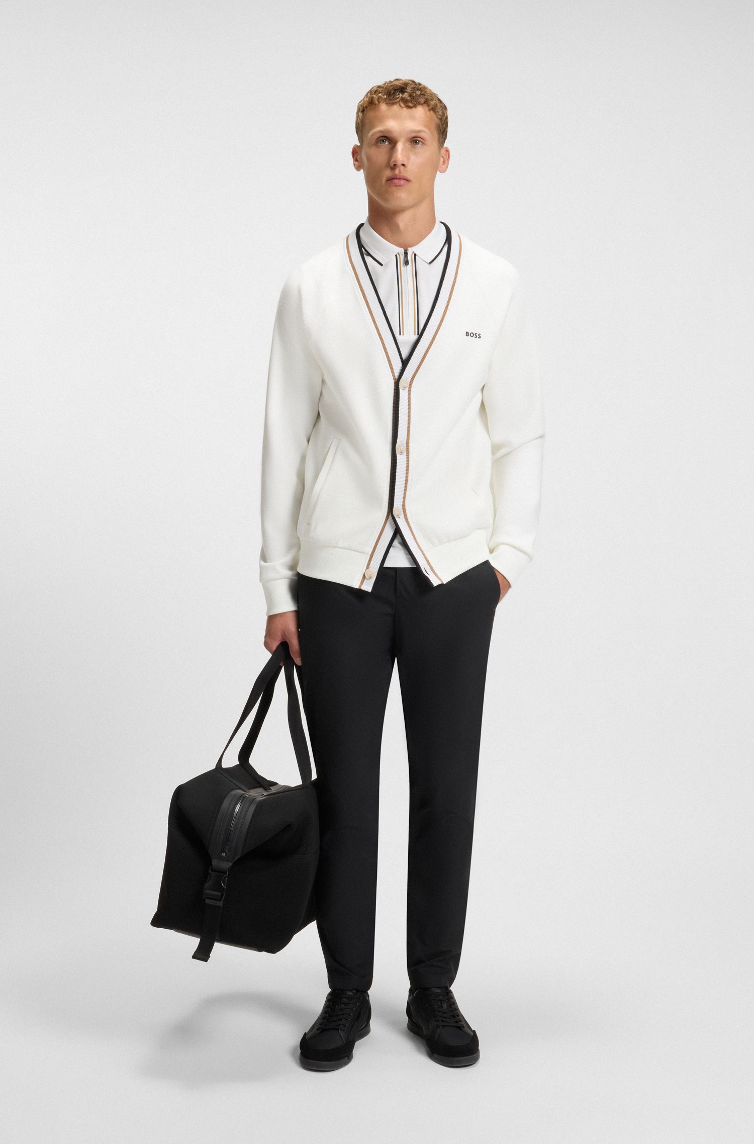 【BOSS博斯】撞色条纹宽松开衫