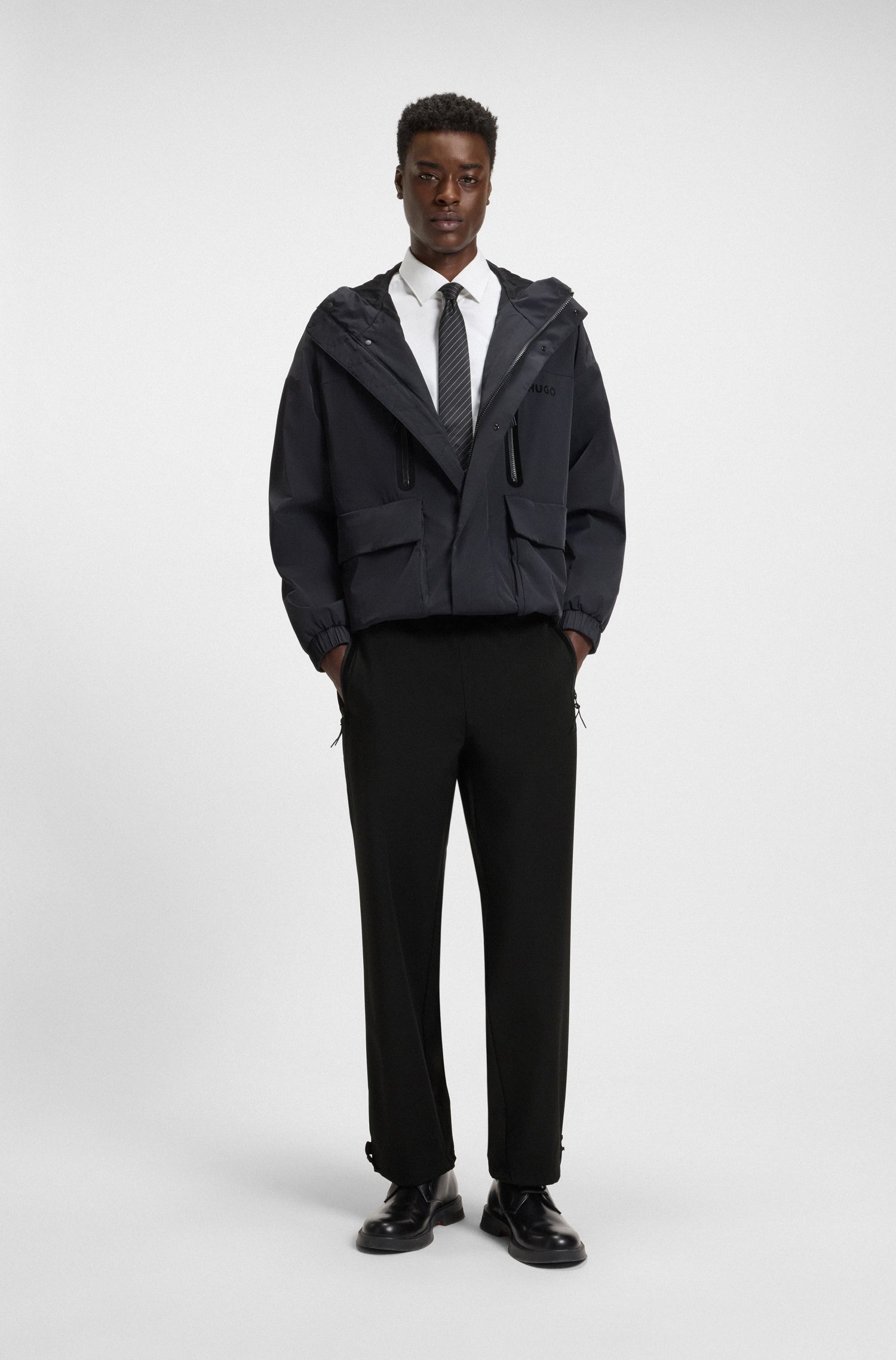 【HUGO雨果】弹力斜纹布常规版型长裤