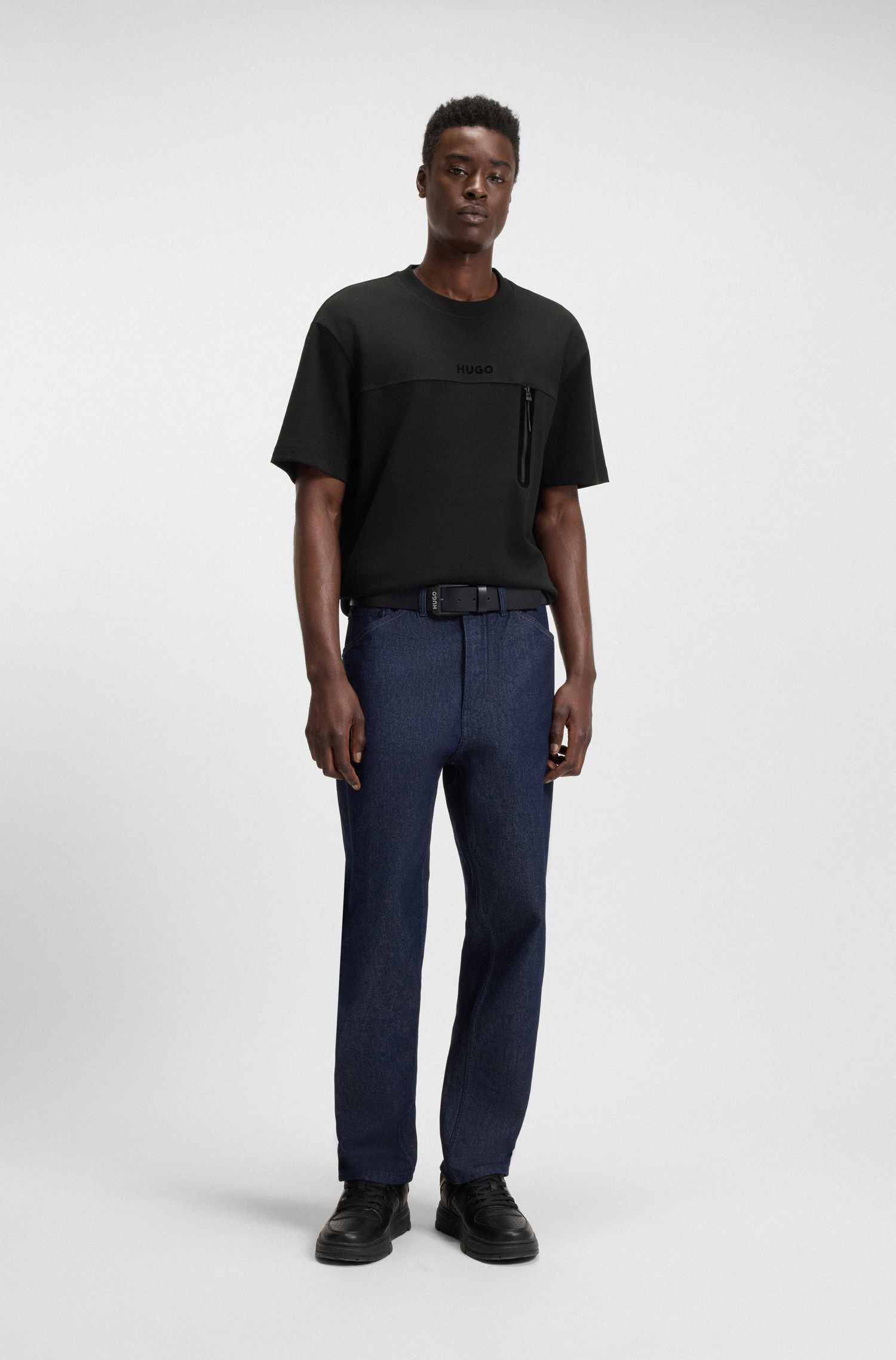 【HUGO雨果】反光装饰细节棉质混纺 T 恤
