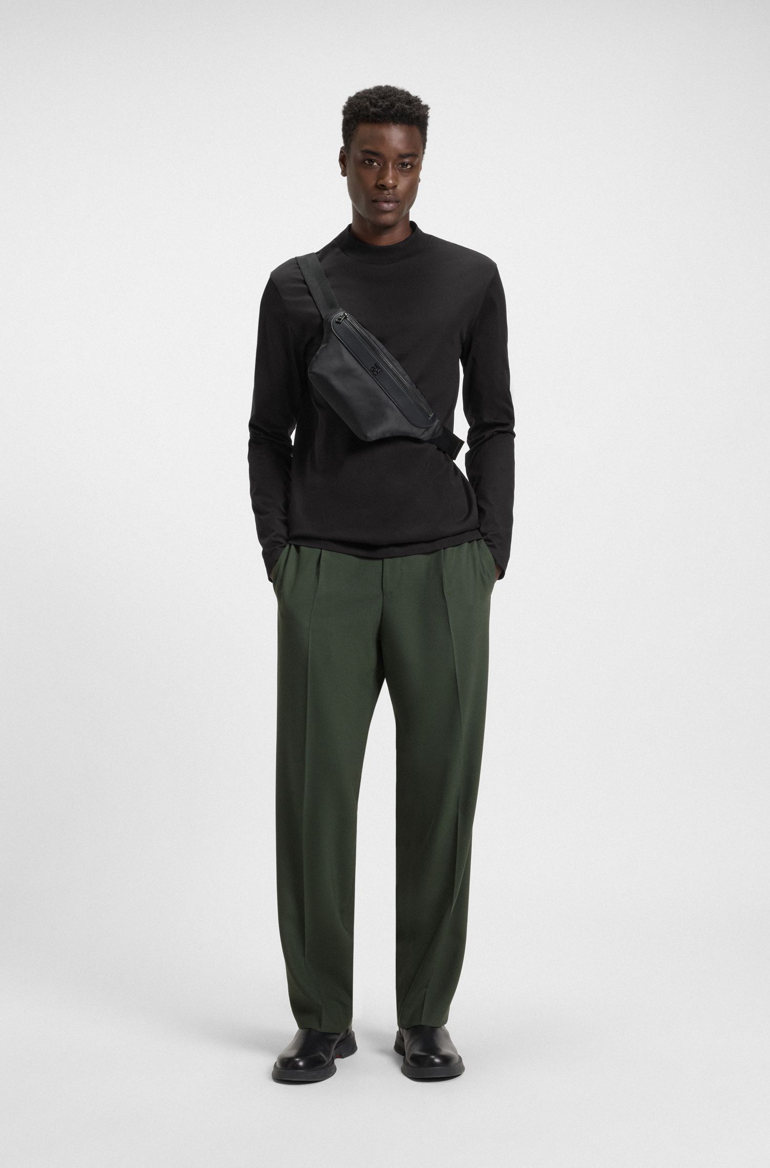 【HUGO雨果】丝光棉材质企领修身 T 恤