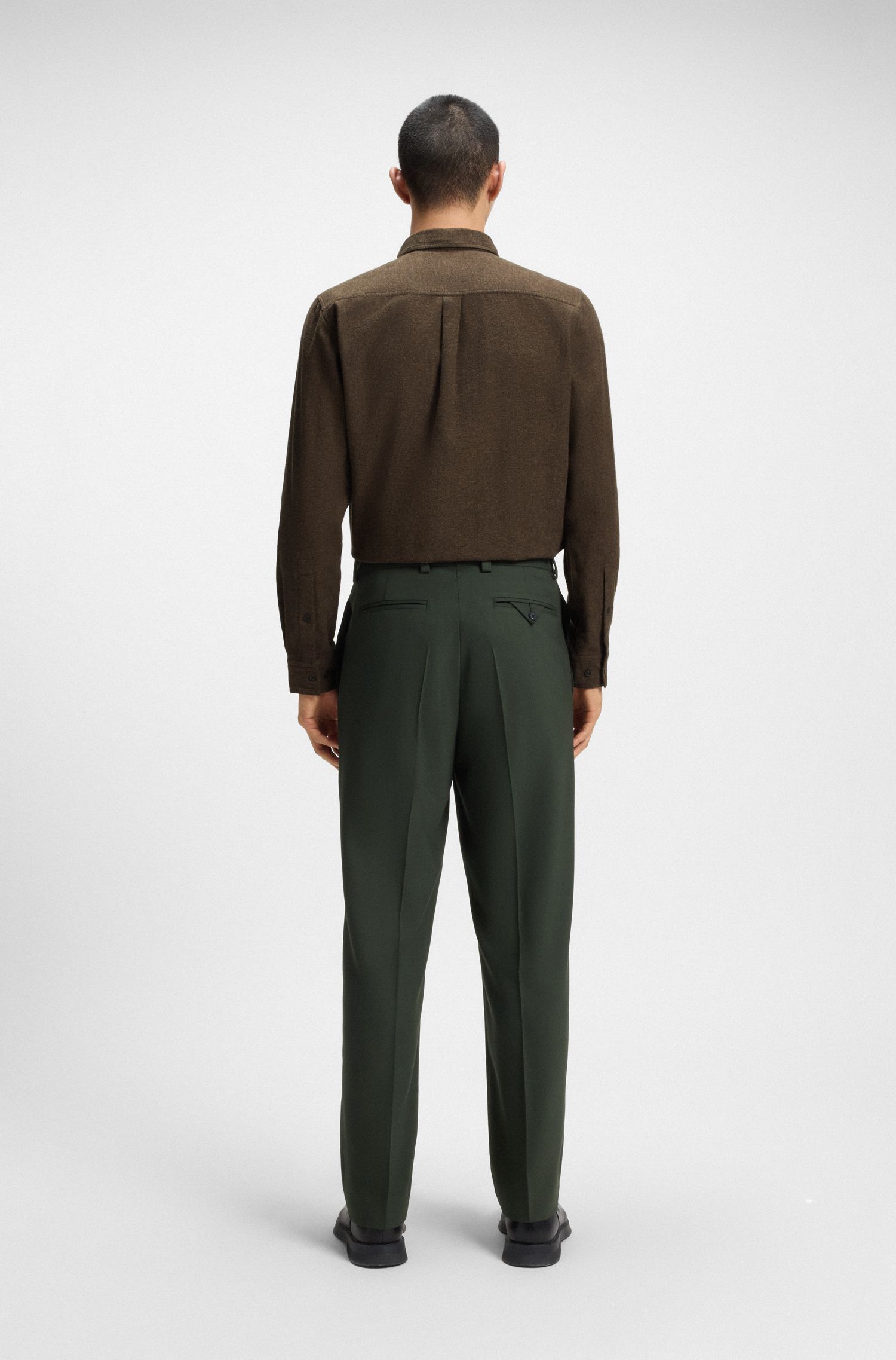 【HUGO雨果】人字形棉宽松合身衬衫