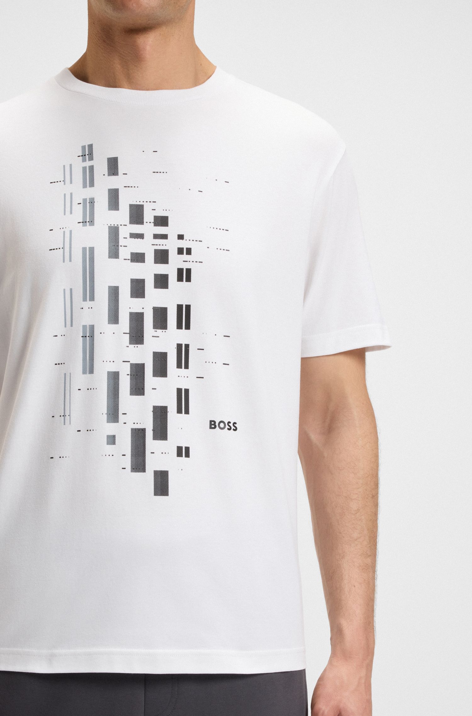 【BOSS博斯】几何图案印花弹力棉 T 恤