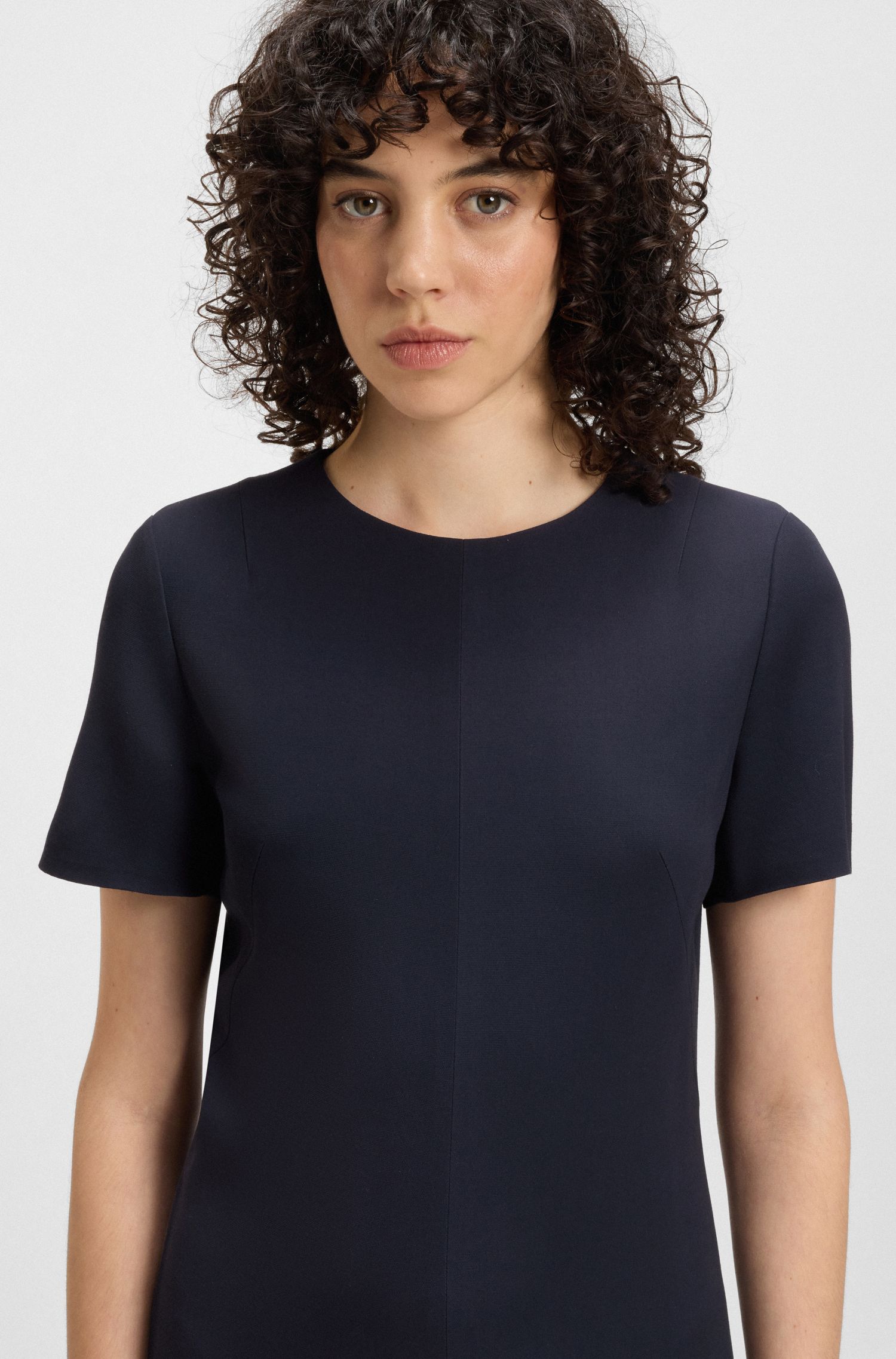 【BOSS博斯】柔软绉纱直筒连衣裙