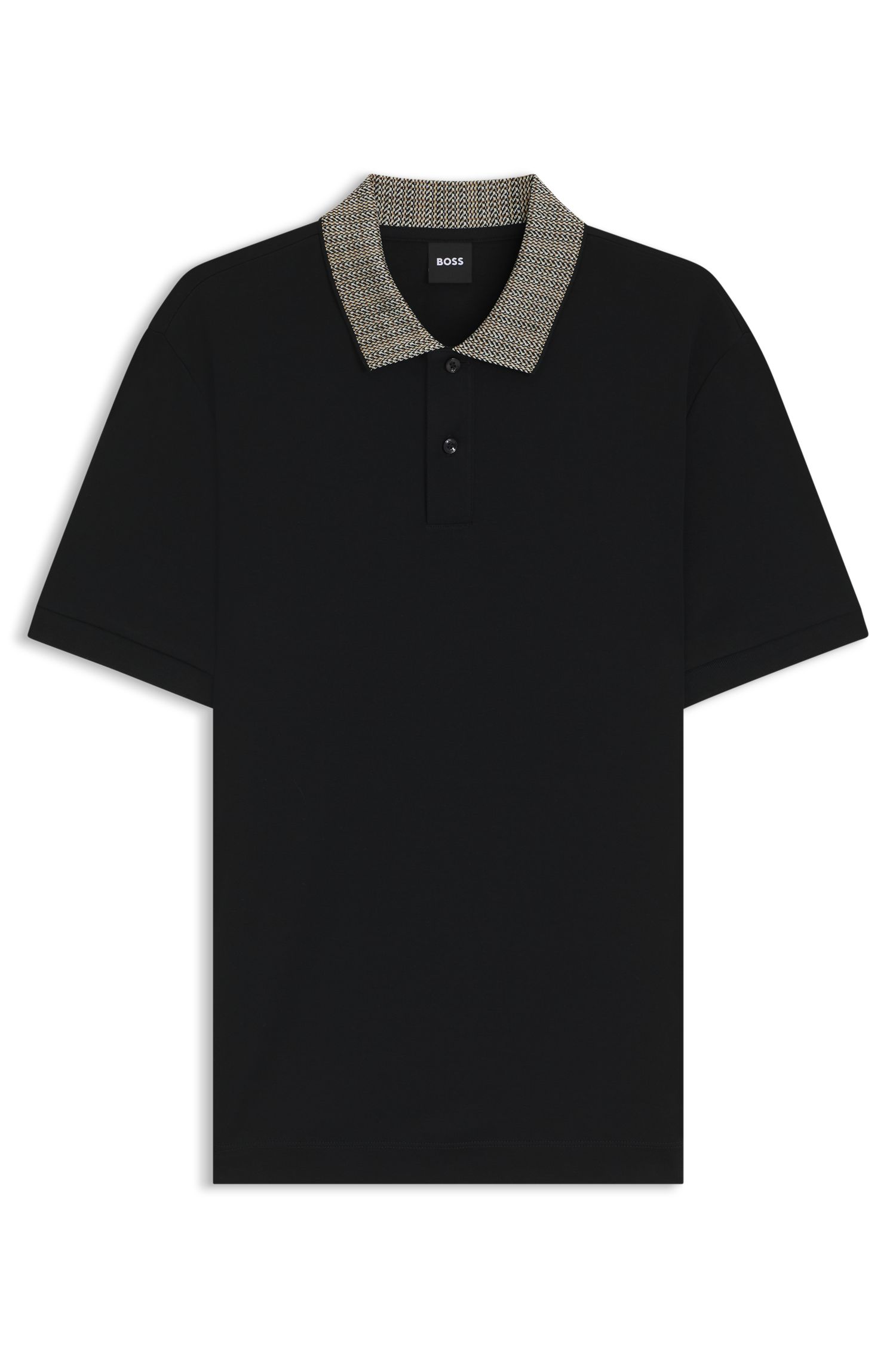 衣领饰有图案印花的皮马棉 Polo 衫