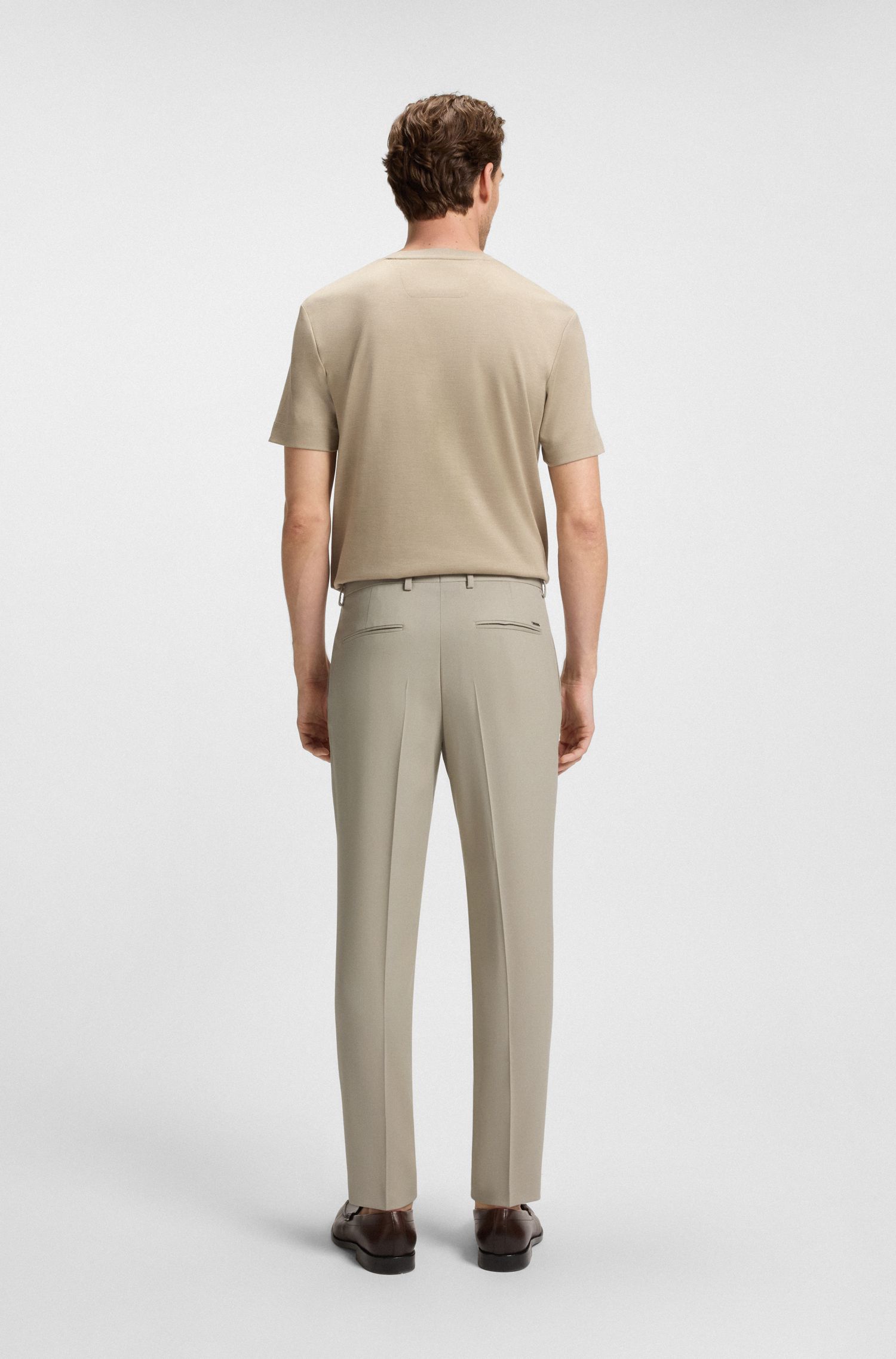 【BOSS博斯】羊毛混纺锥形版型长裤