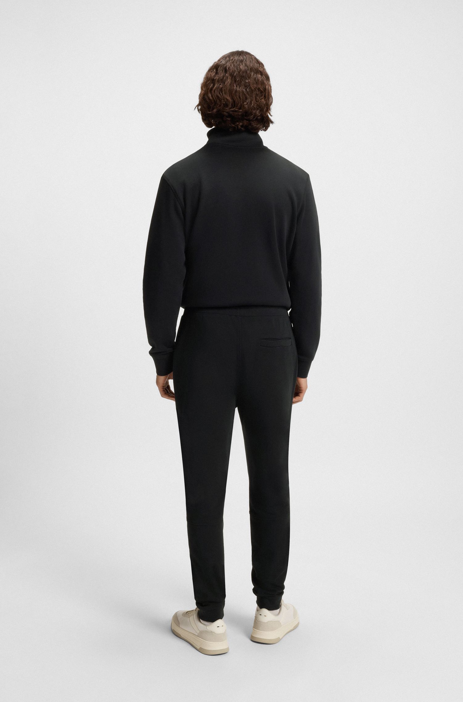 【BOSS博斯】徽标饰片棉质毛圈布运动裤