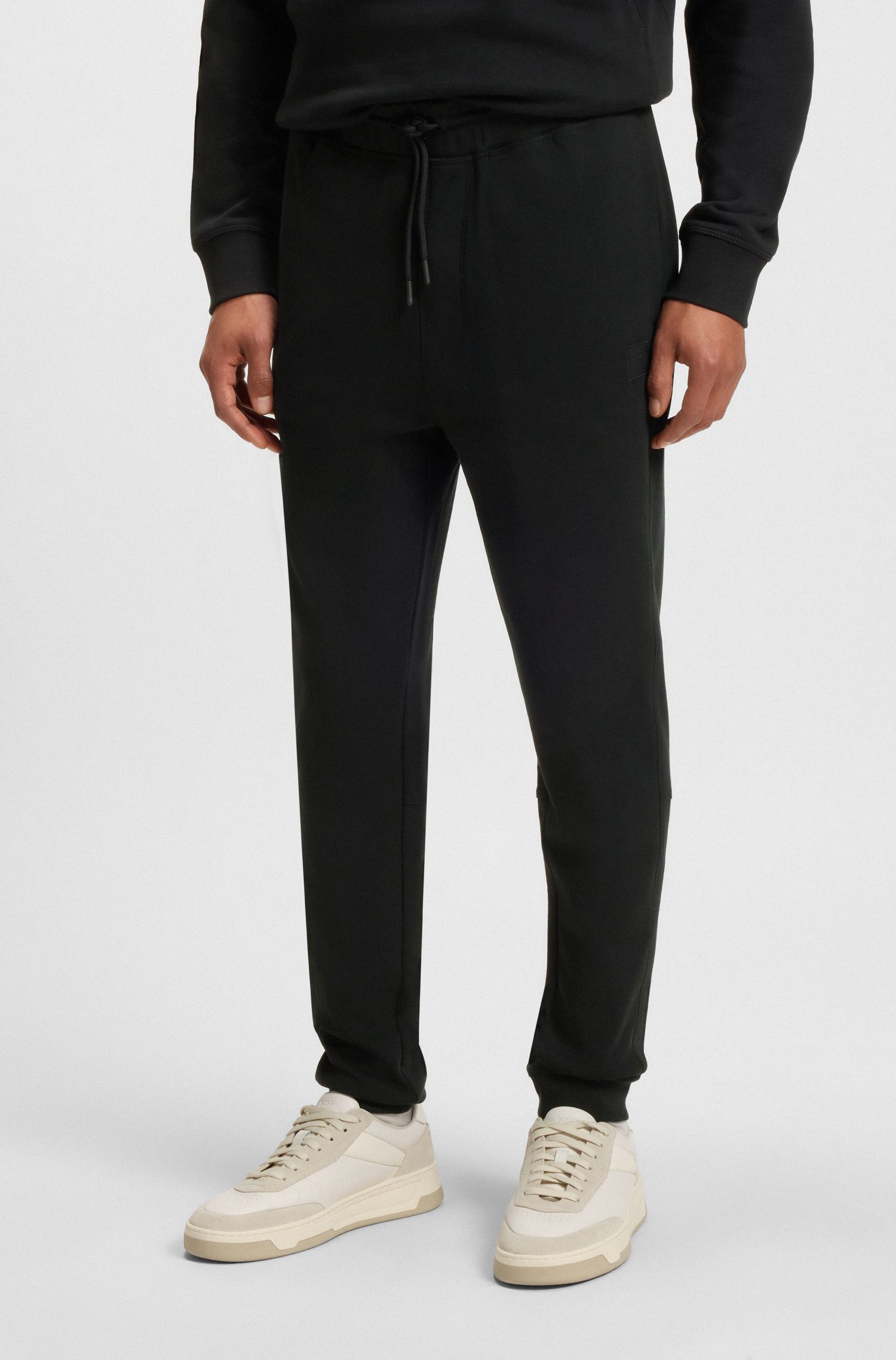 【BOSS博斯】徽标饰片棉质毛圈布运动裤