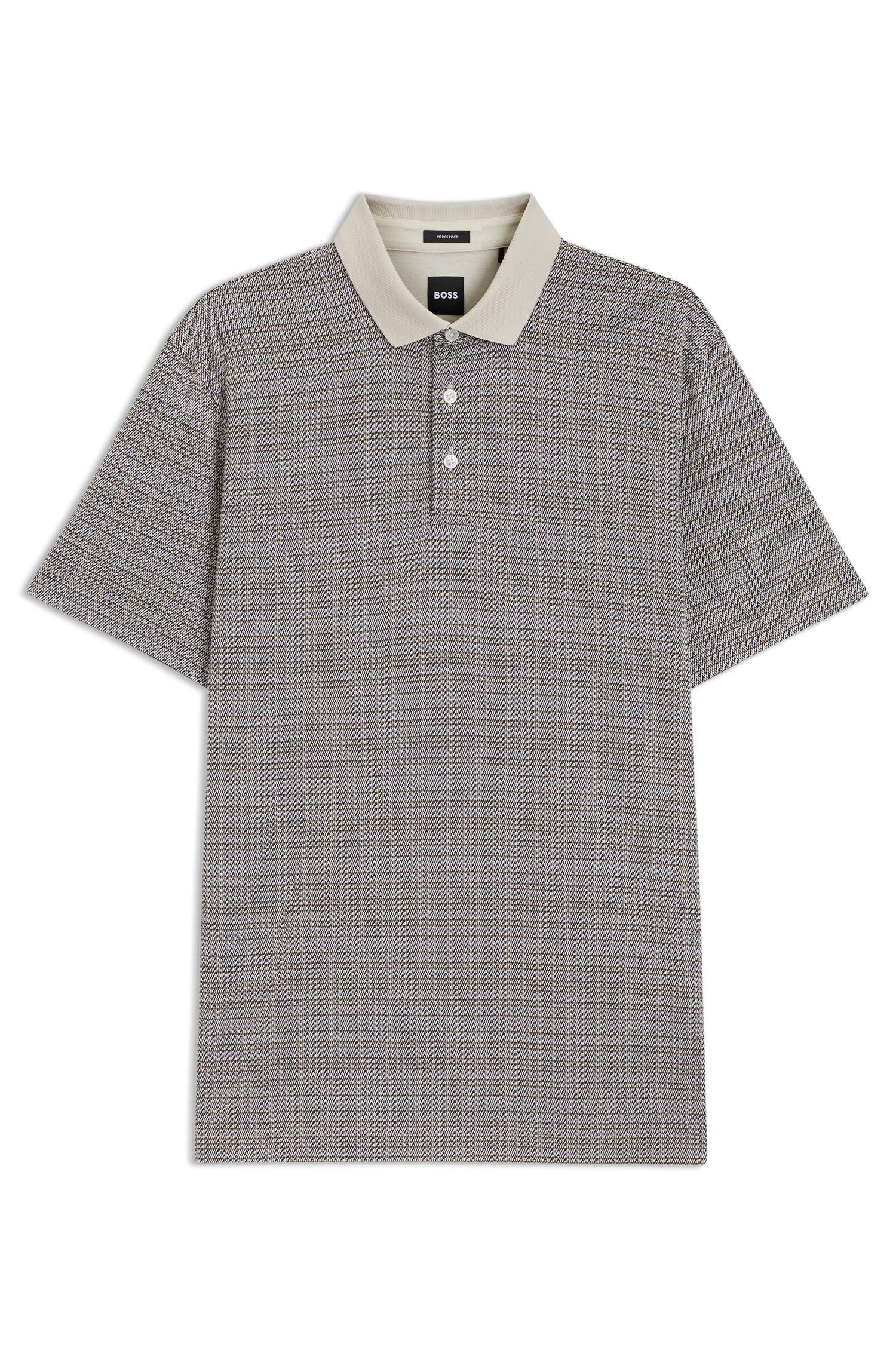 网格图案丝光棉 Polo 衫