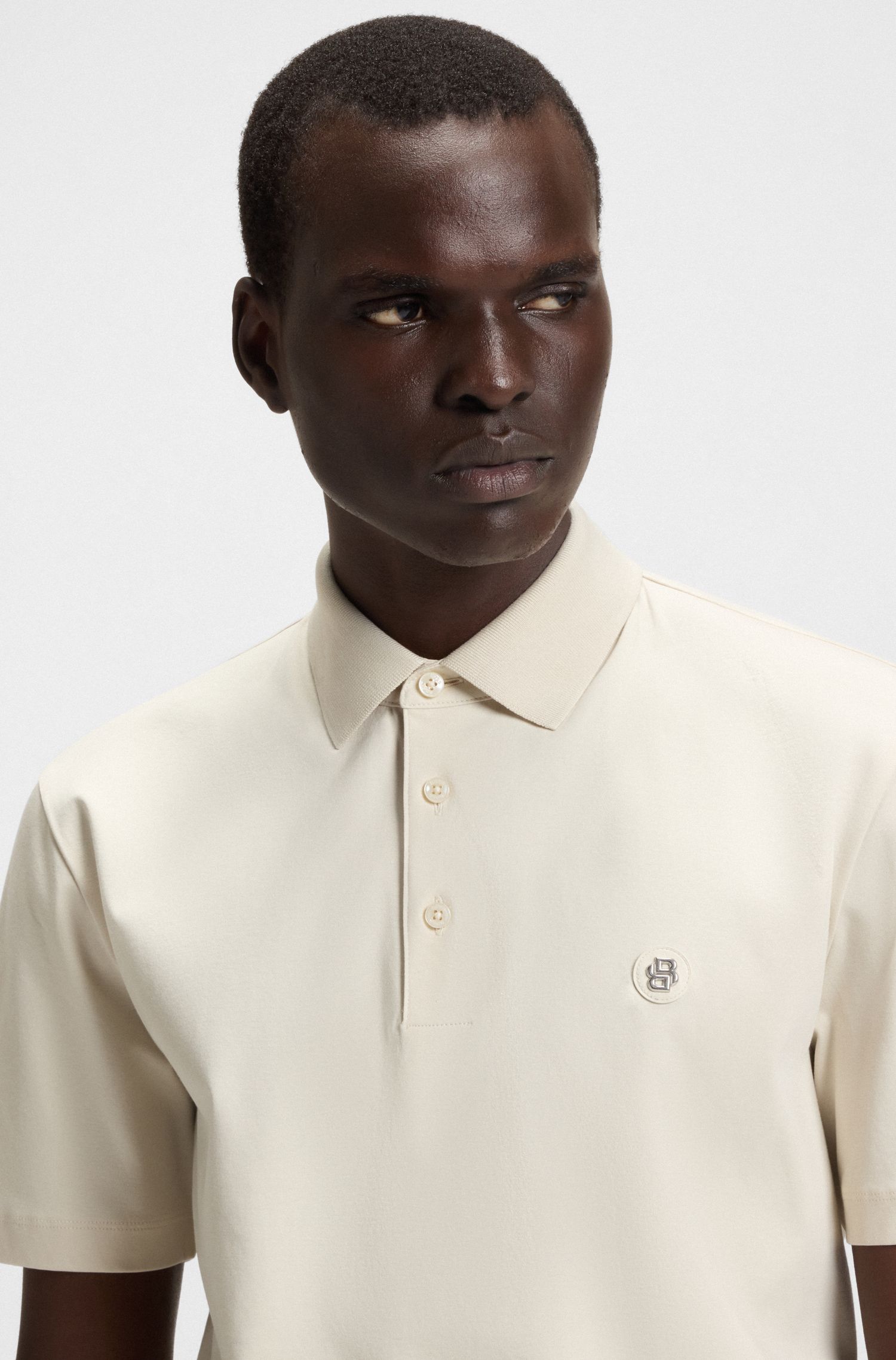 【BOSS博斯】双 B 造型交织字母装饰丝光棉质 Polo 衫