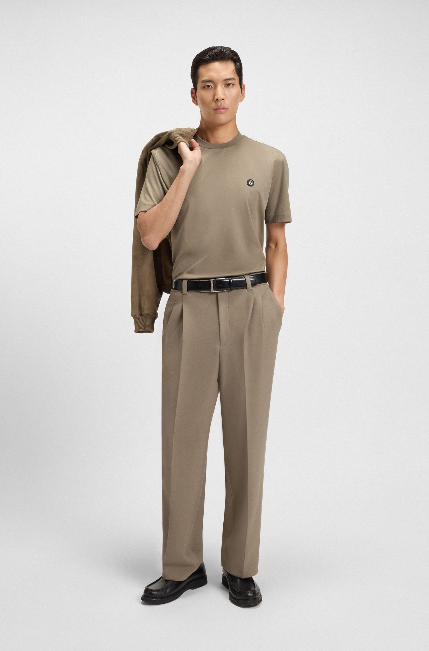 【BOSS博斯】双 B 交织字母常规版型棉质 T 恤