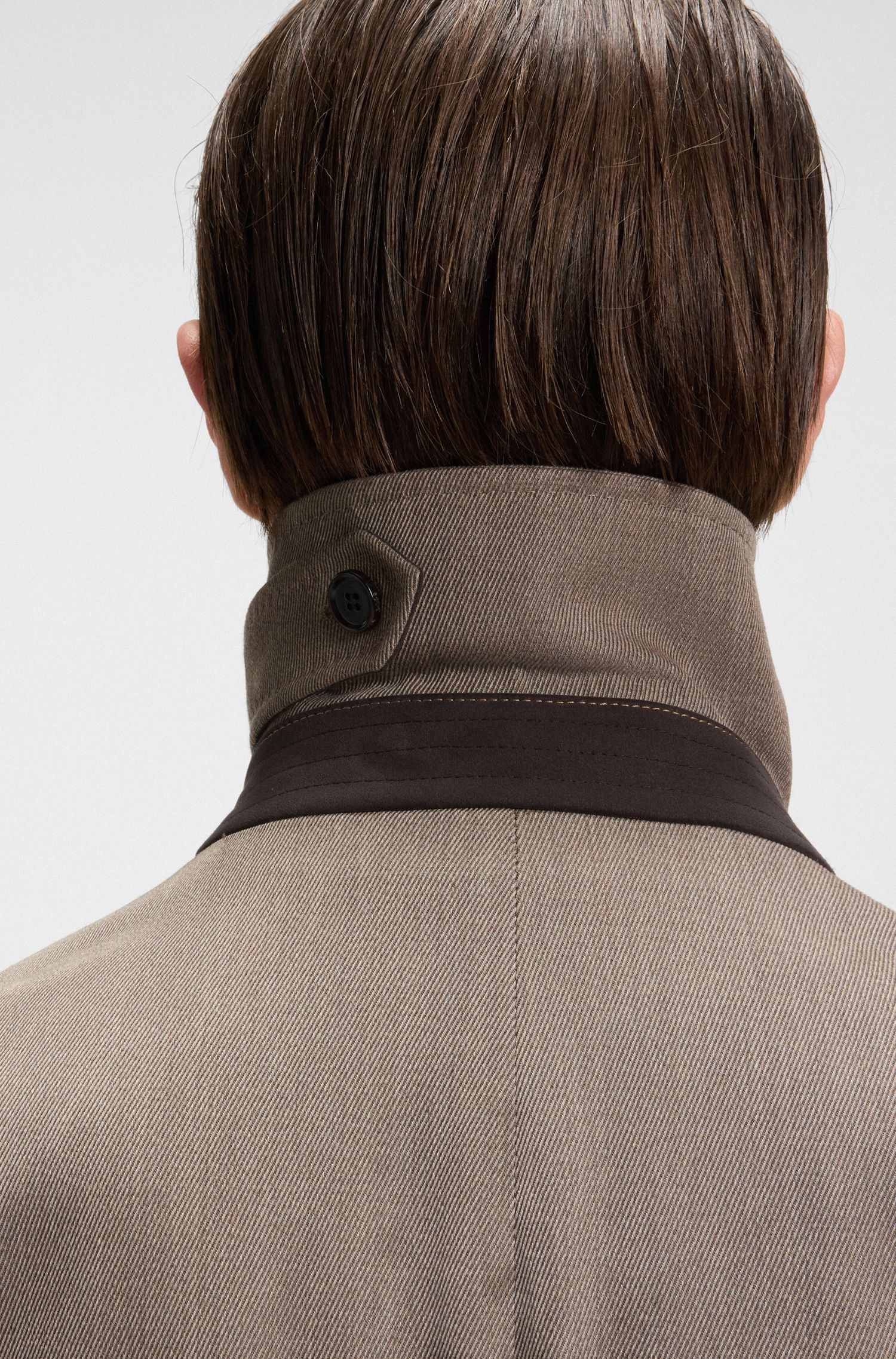 【BOSS博斯】微图案羊毛正装大衣